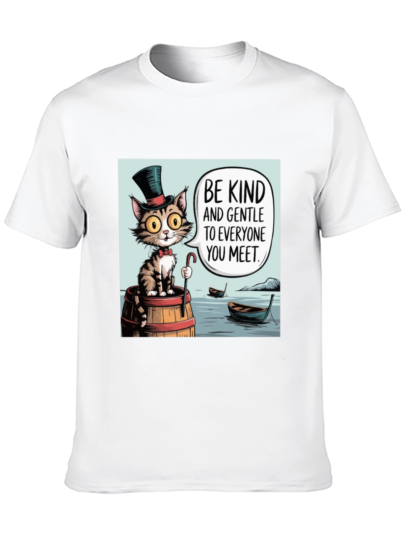 Camiseta Negra: Gato Gentil