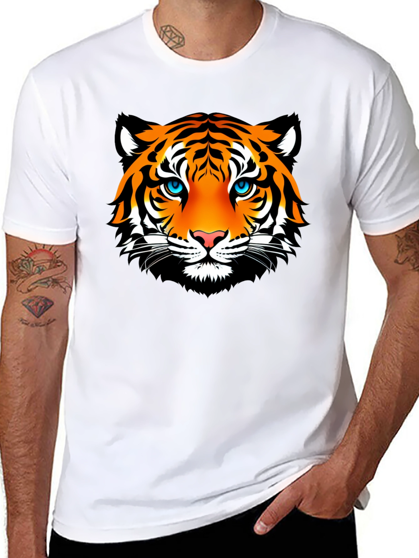 Camiseta Negra con Estampado de Tigre