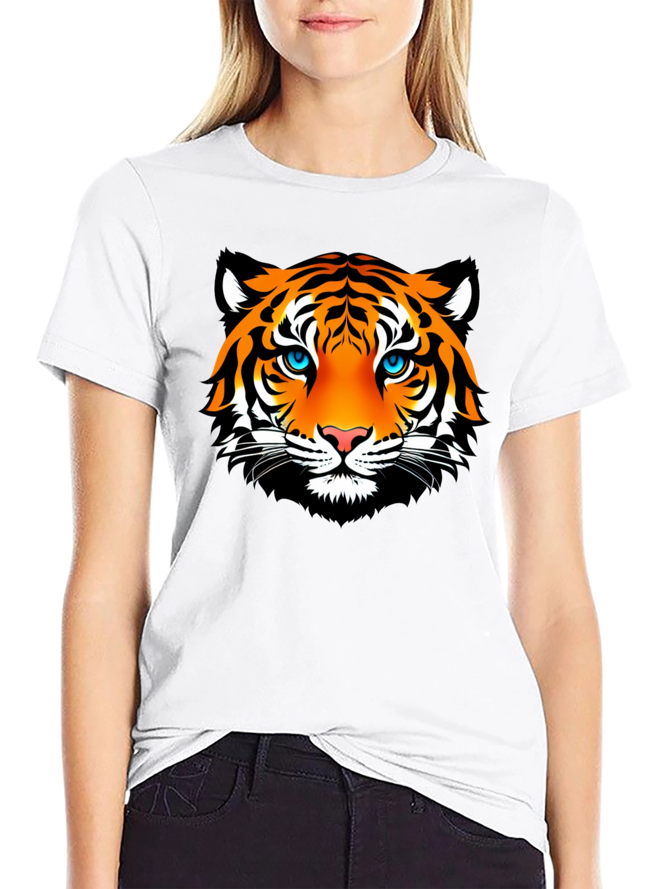 Camiseta Negra con Estampado de Tigre