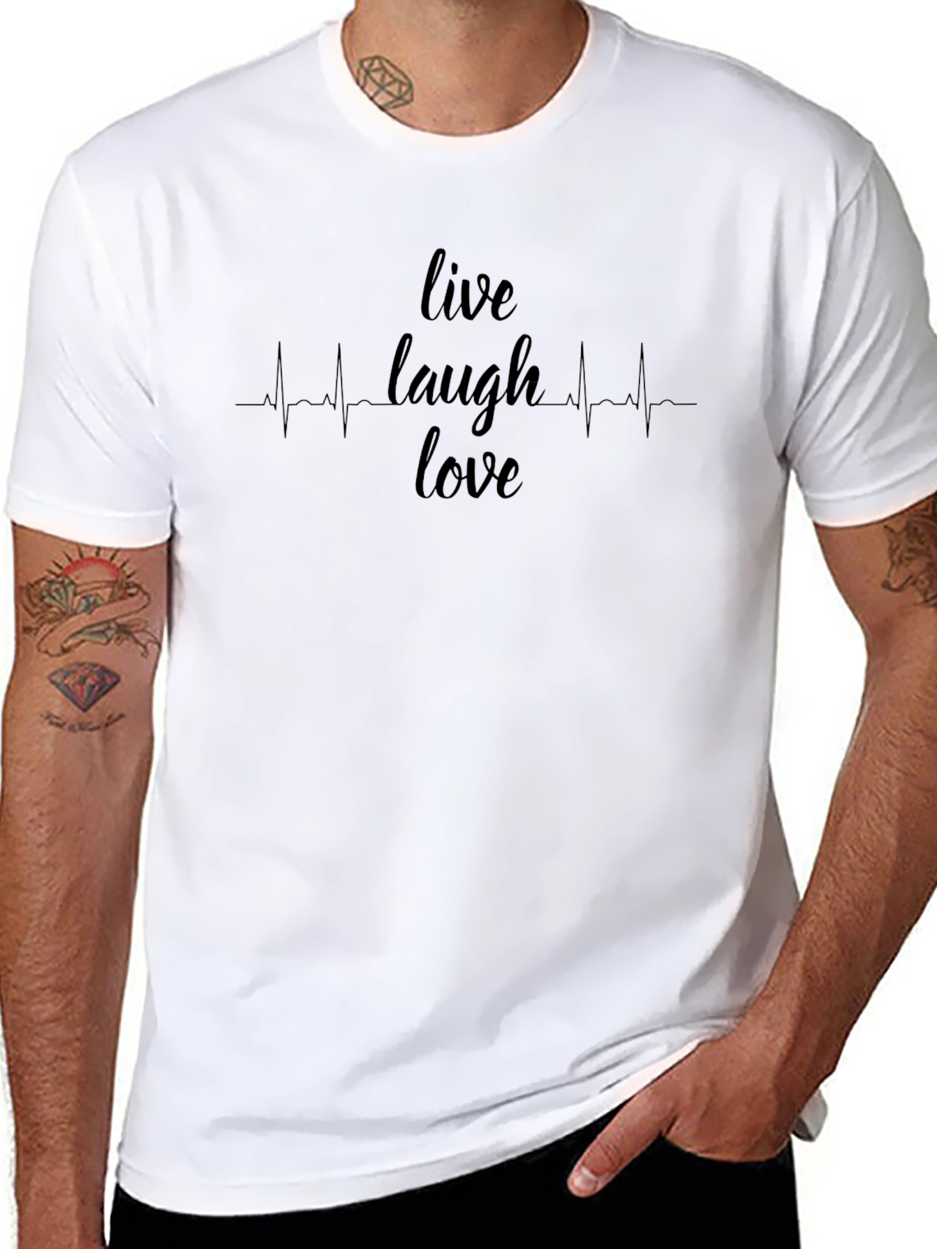 Camiseta Negra Hombre - Vive Rie Ama