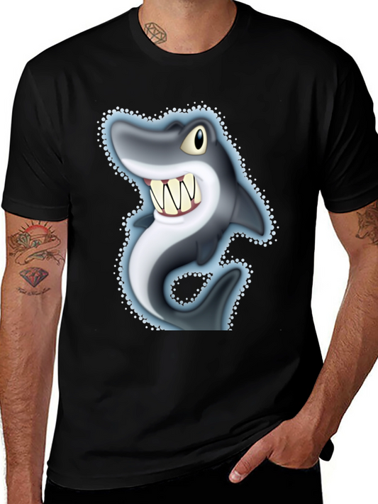 Camiseta Negra con Tiburón Caricatura