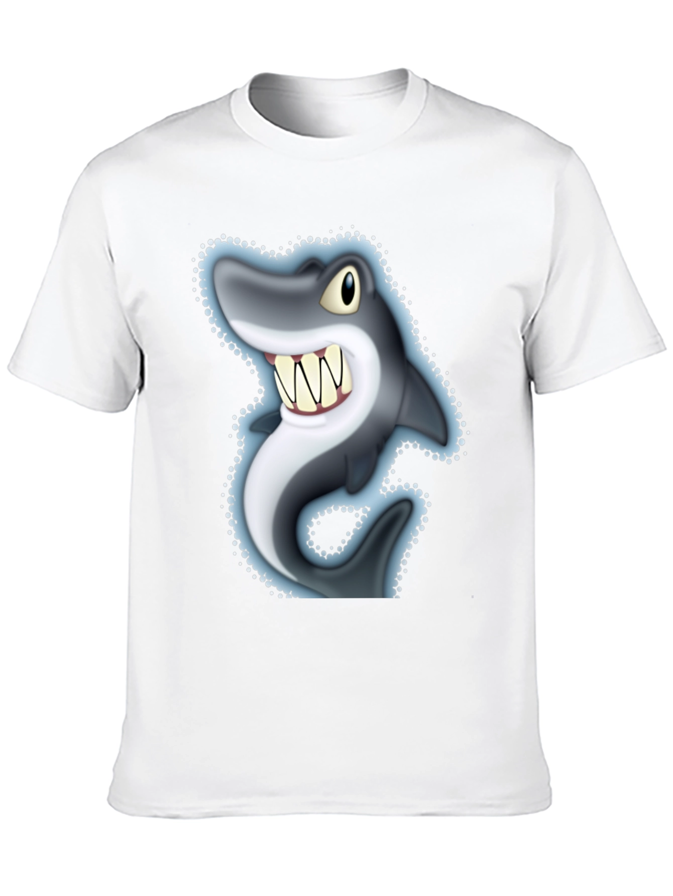 Camiseta Negra con Tiburón Caricatura