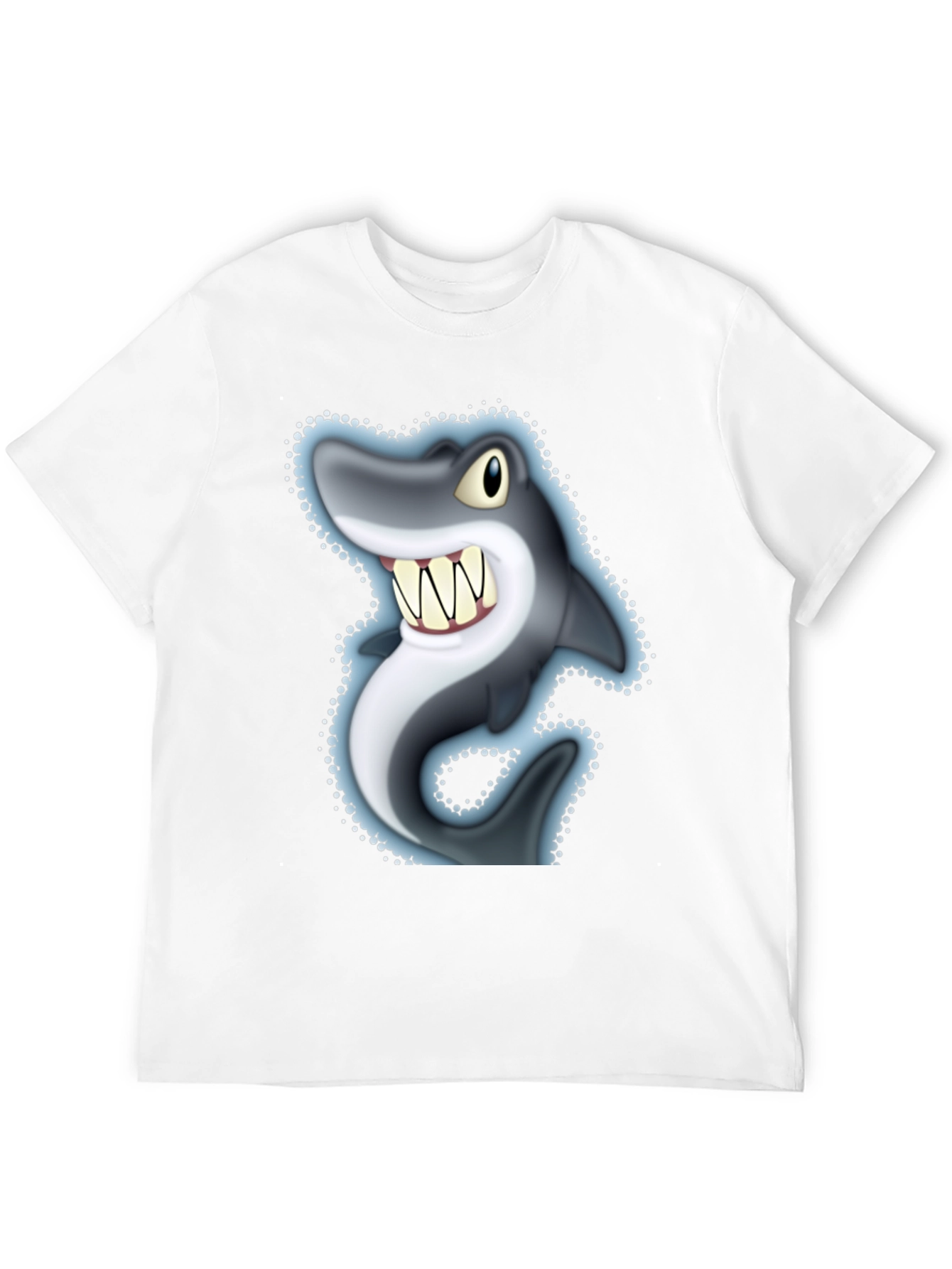 Camiseta Negra con Tiburón Caricatura