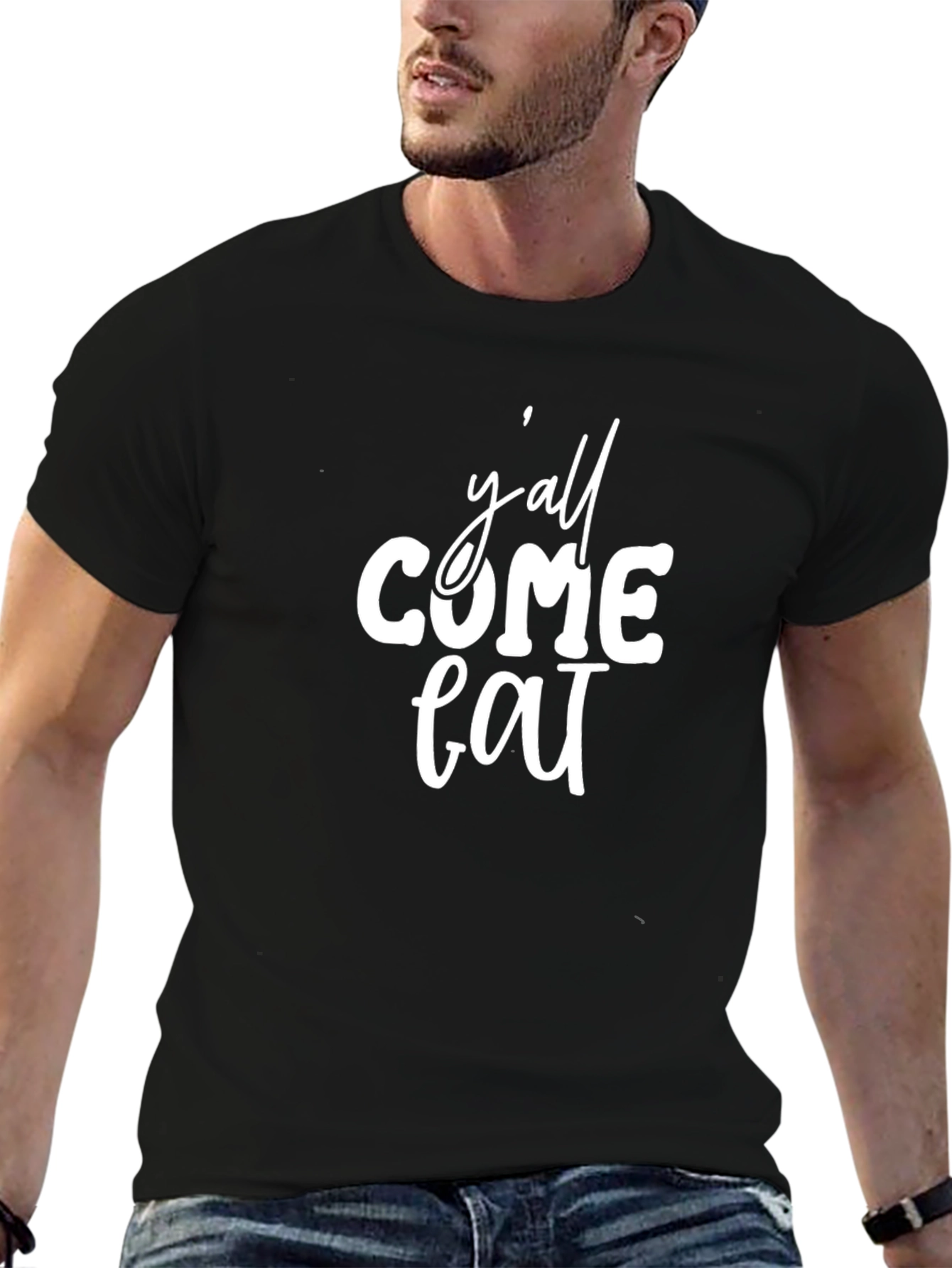 Camiseta Negra Yall Come Eat