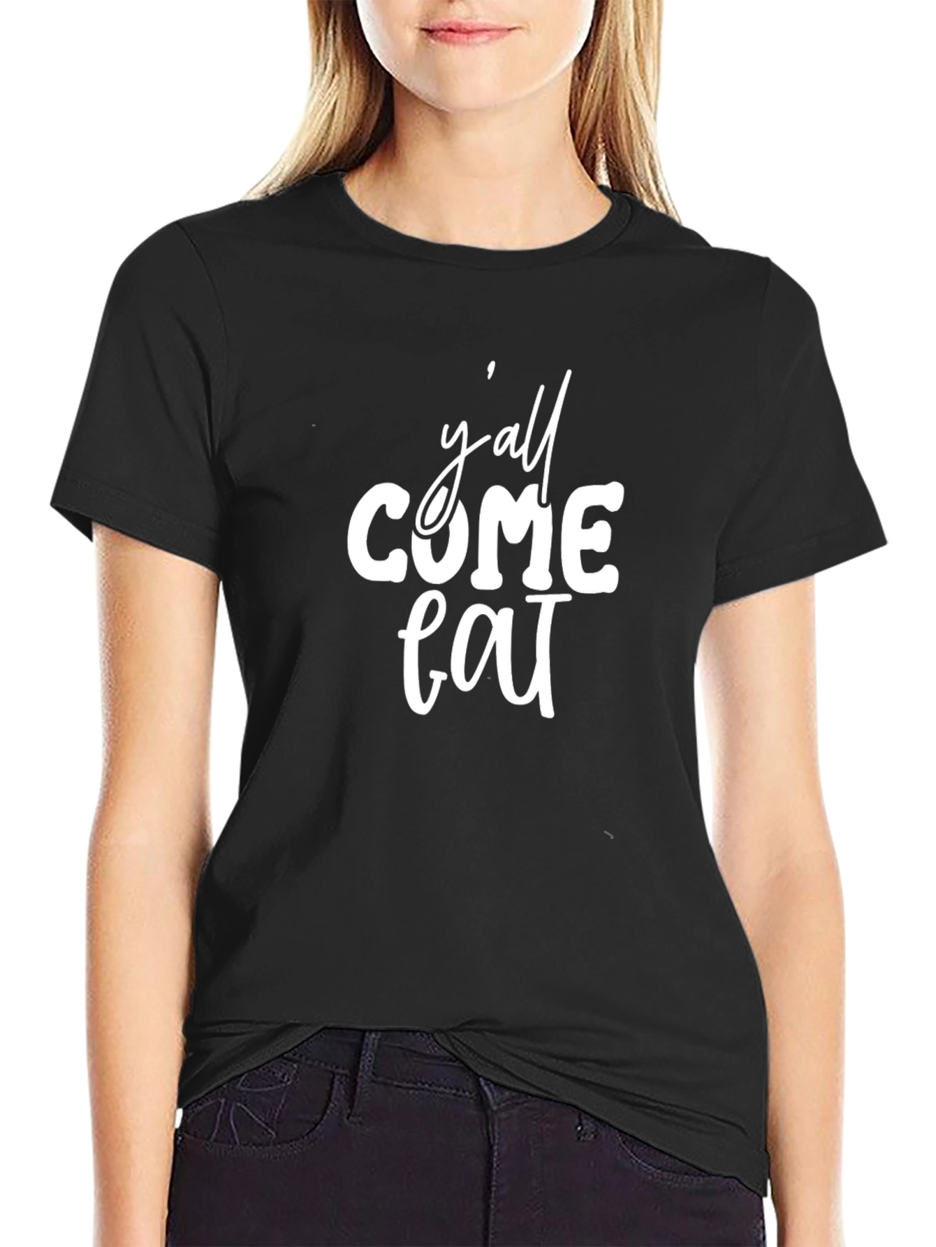Camiseta Negra Yall Come Eat