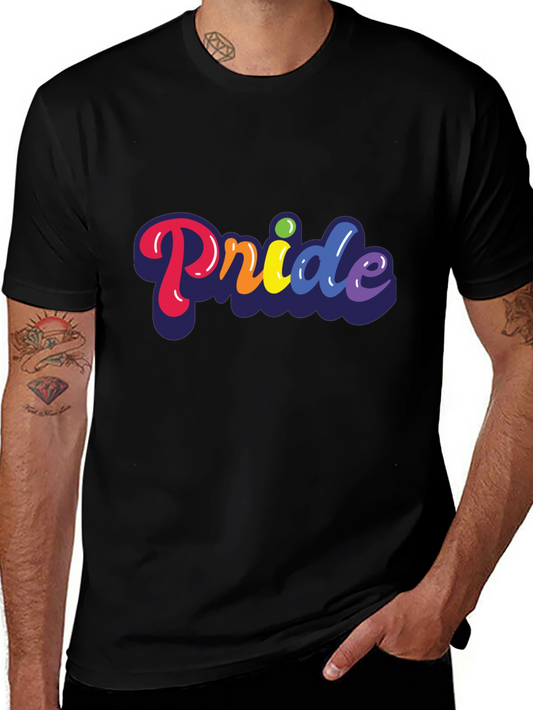 Camiseta Negra con Estampado Pride Colorido
