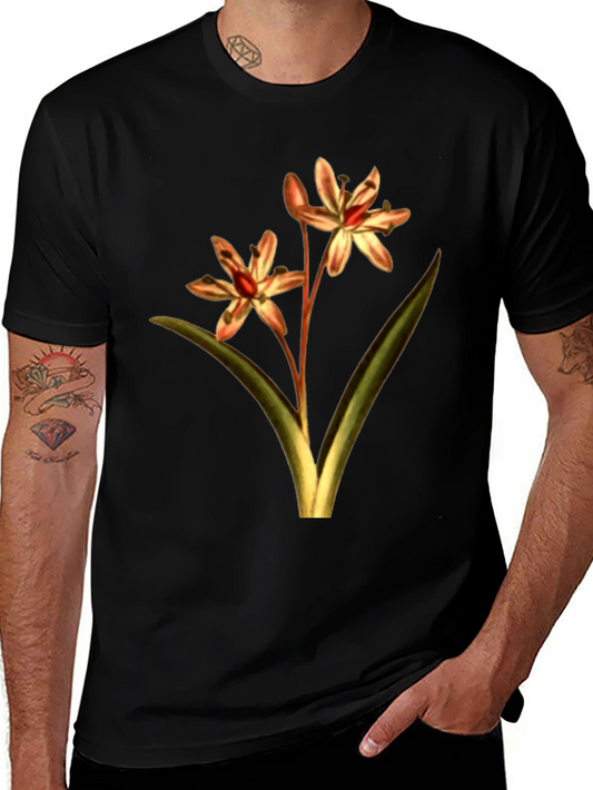 Camiseta Negra con Diseño Floral Vintage