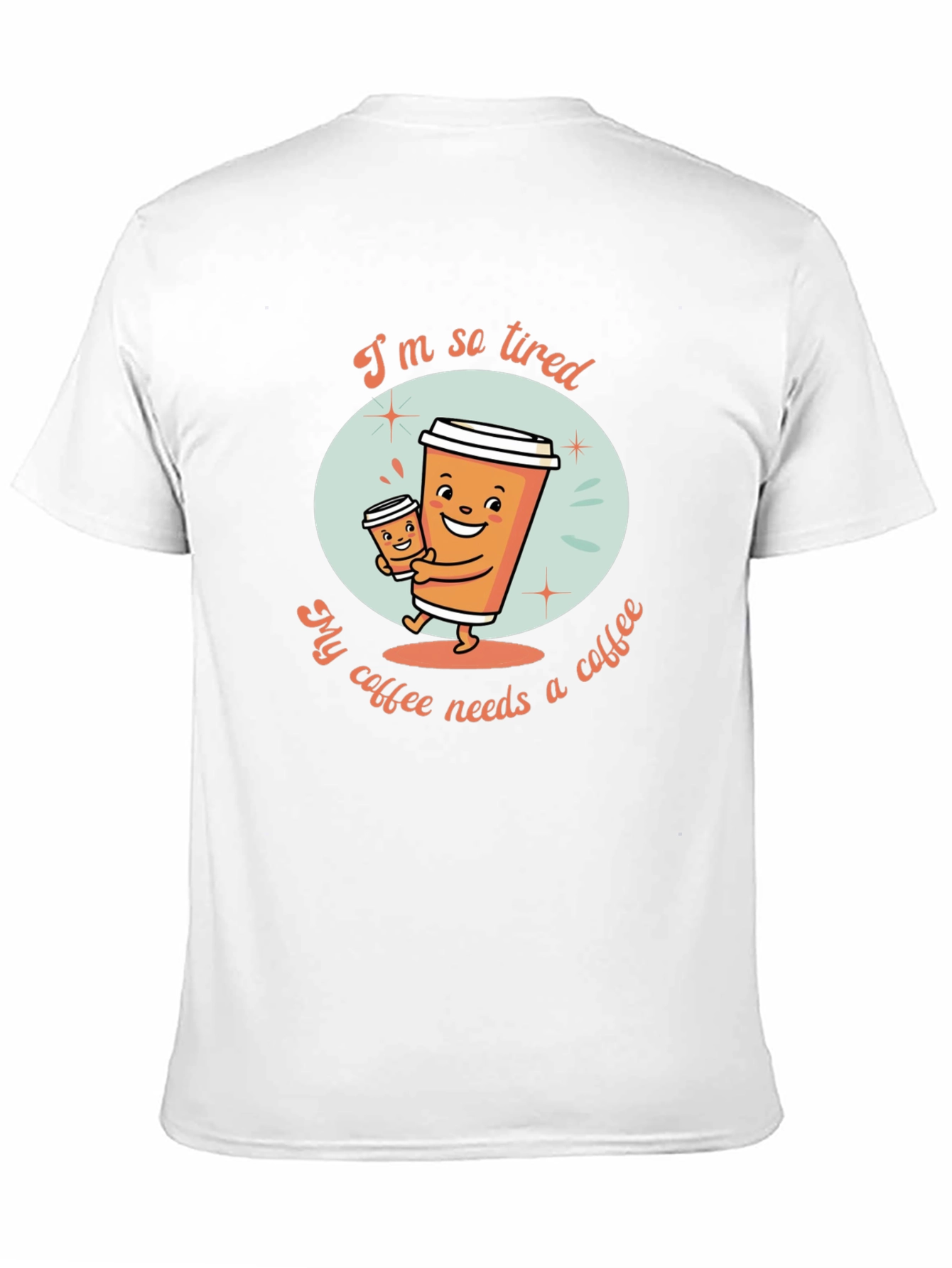 Camiseta Negra con Diseño de Café Cansado