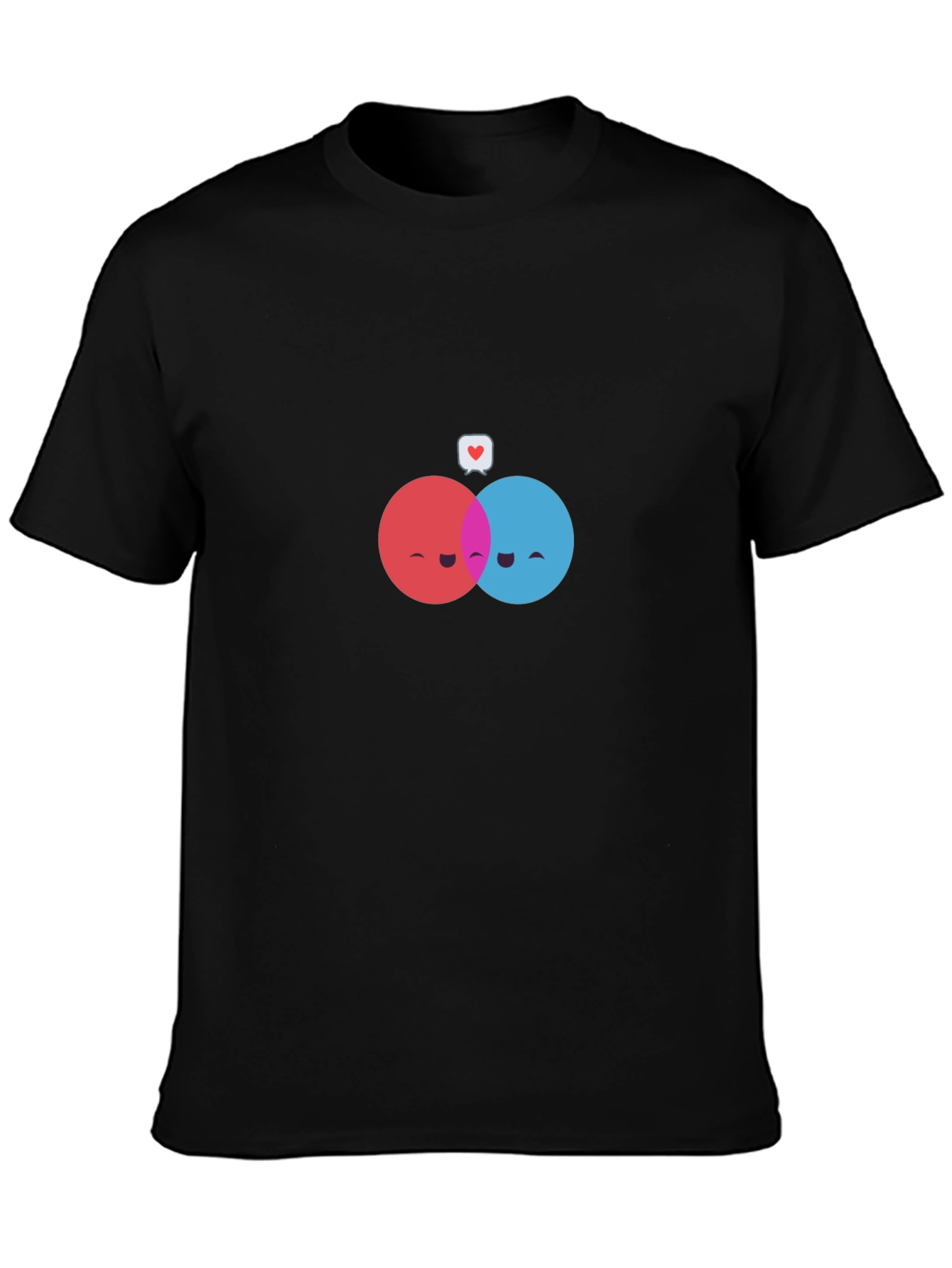 Camiseta Negra con Diseño de Círculos Enamorados