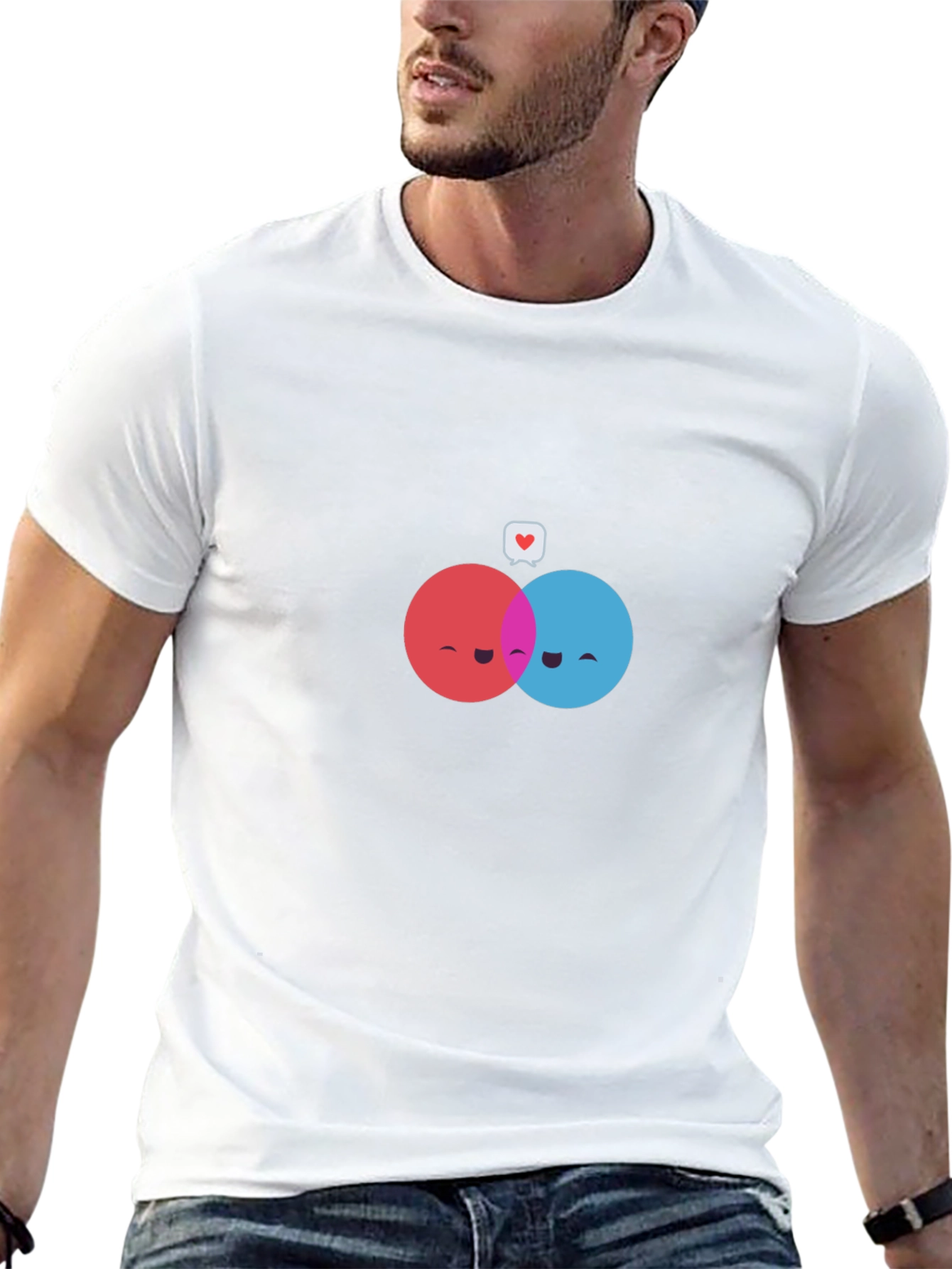 Camiseta Negra con Diseño de Círculos Enamorados