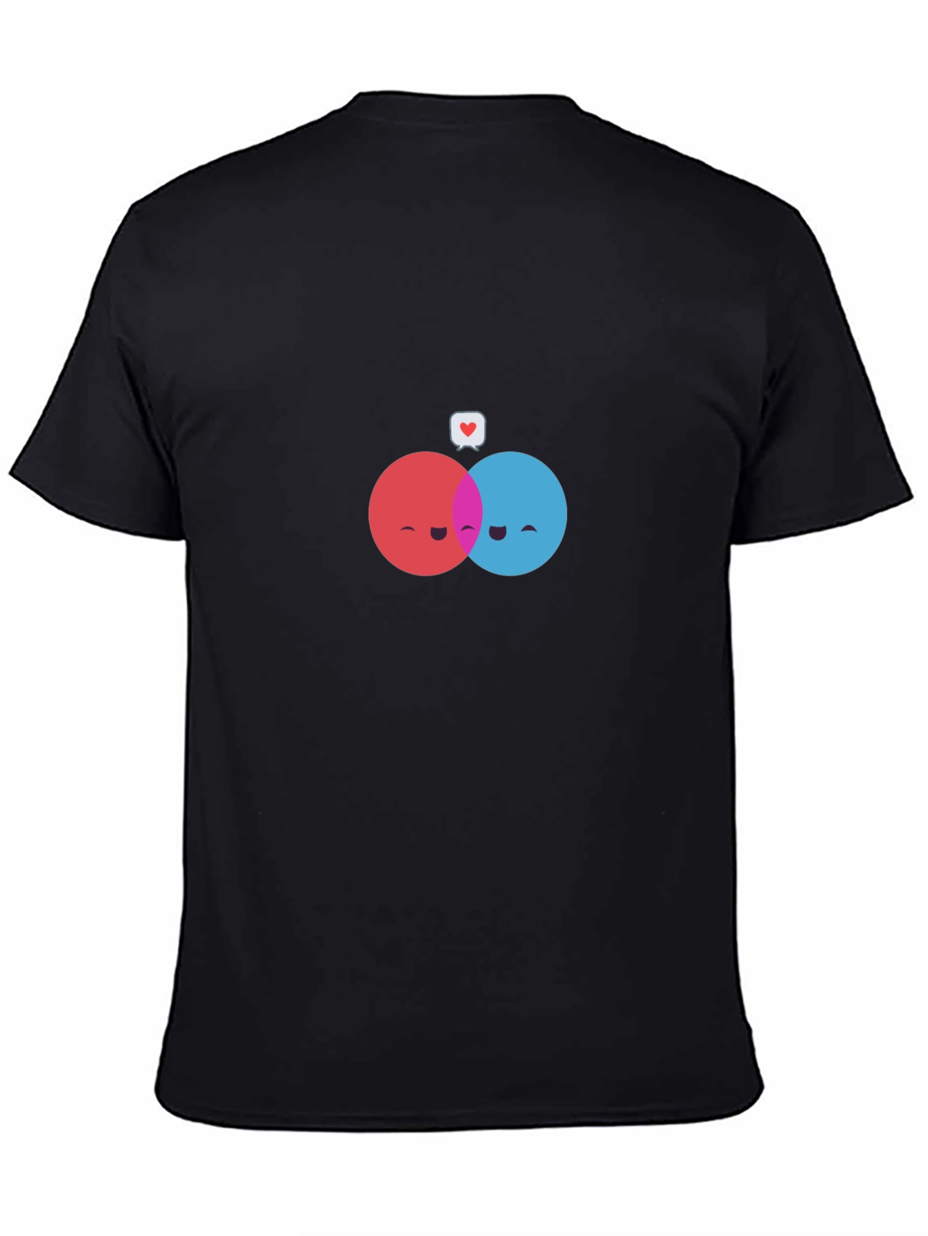 Camiseta Negra con Diseño de Círculos Enamorados
