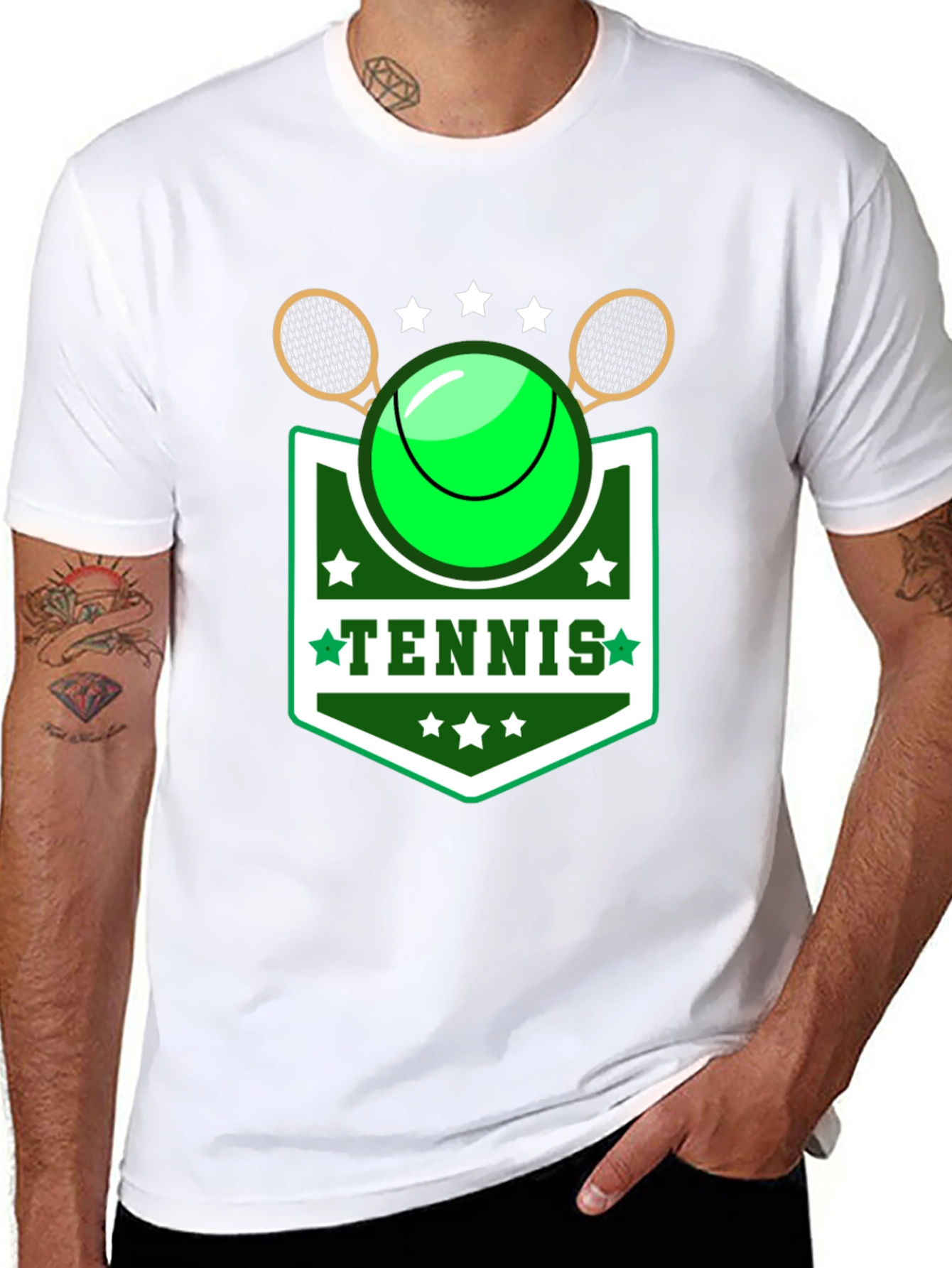 Camiseta Negra Diseño Tenis