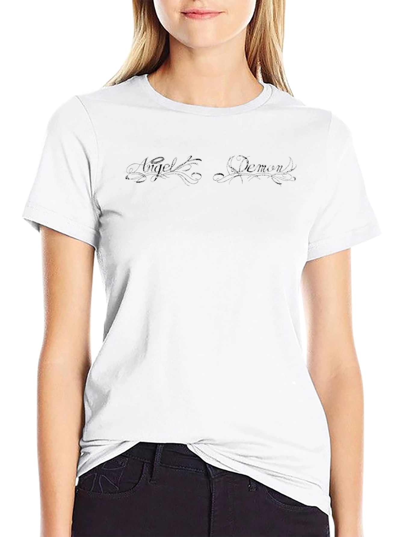 Camiseta Negra Ángel & Demonio Diseño Único