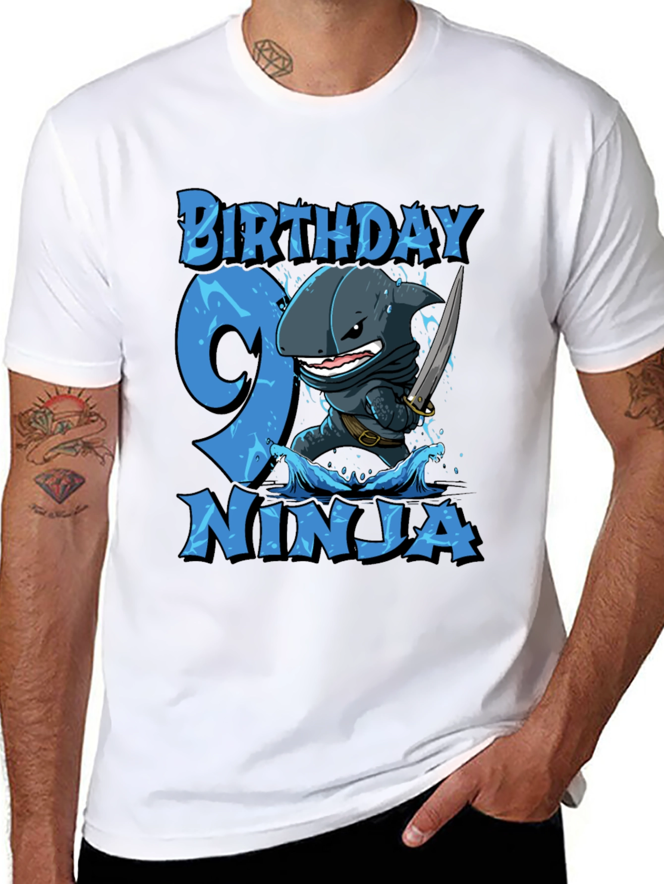 Camiseta Cumpleaños 9 Ninja Tiburón
