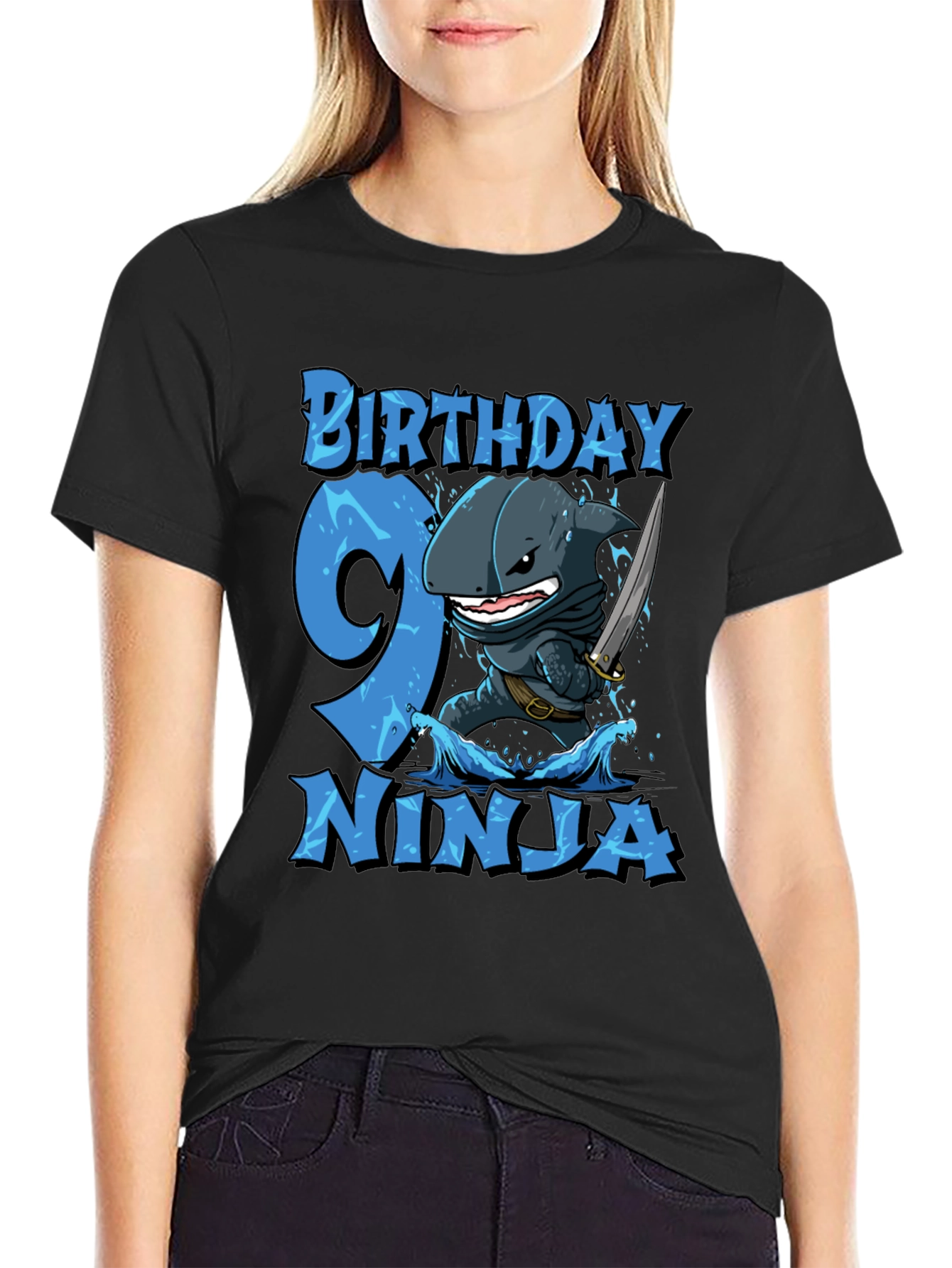 Camiseta Cumpleaños 9 Ninja Tiburón