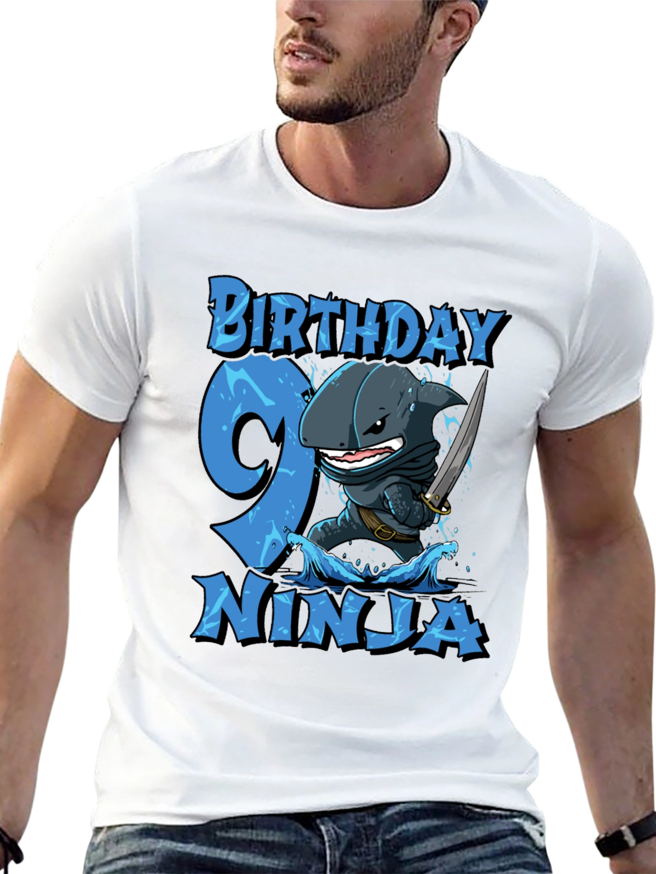 Camiseta Cumpleaños 9 Ninja Tiburón