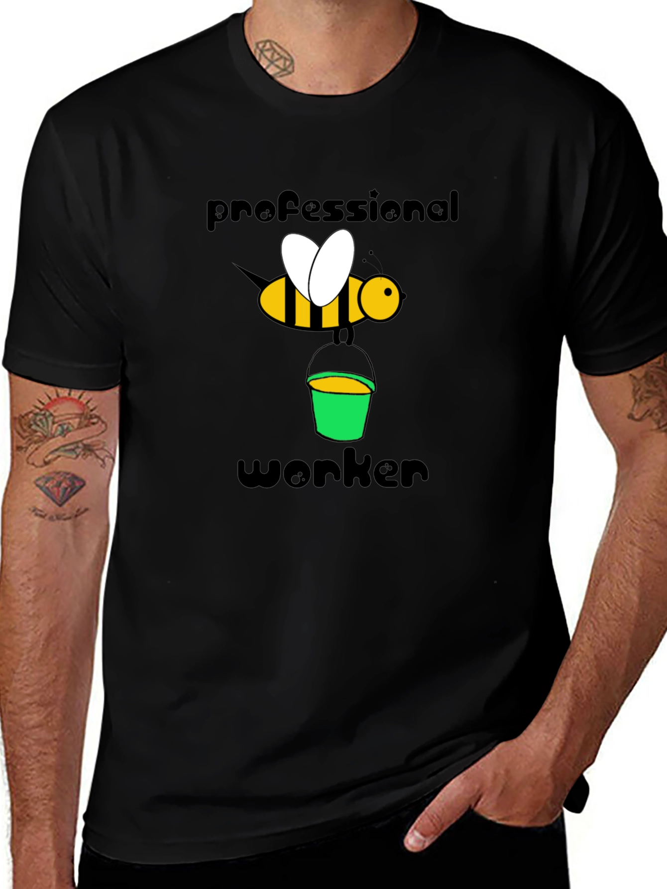 Camiseta Negra Abeja Profesional Trabajador