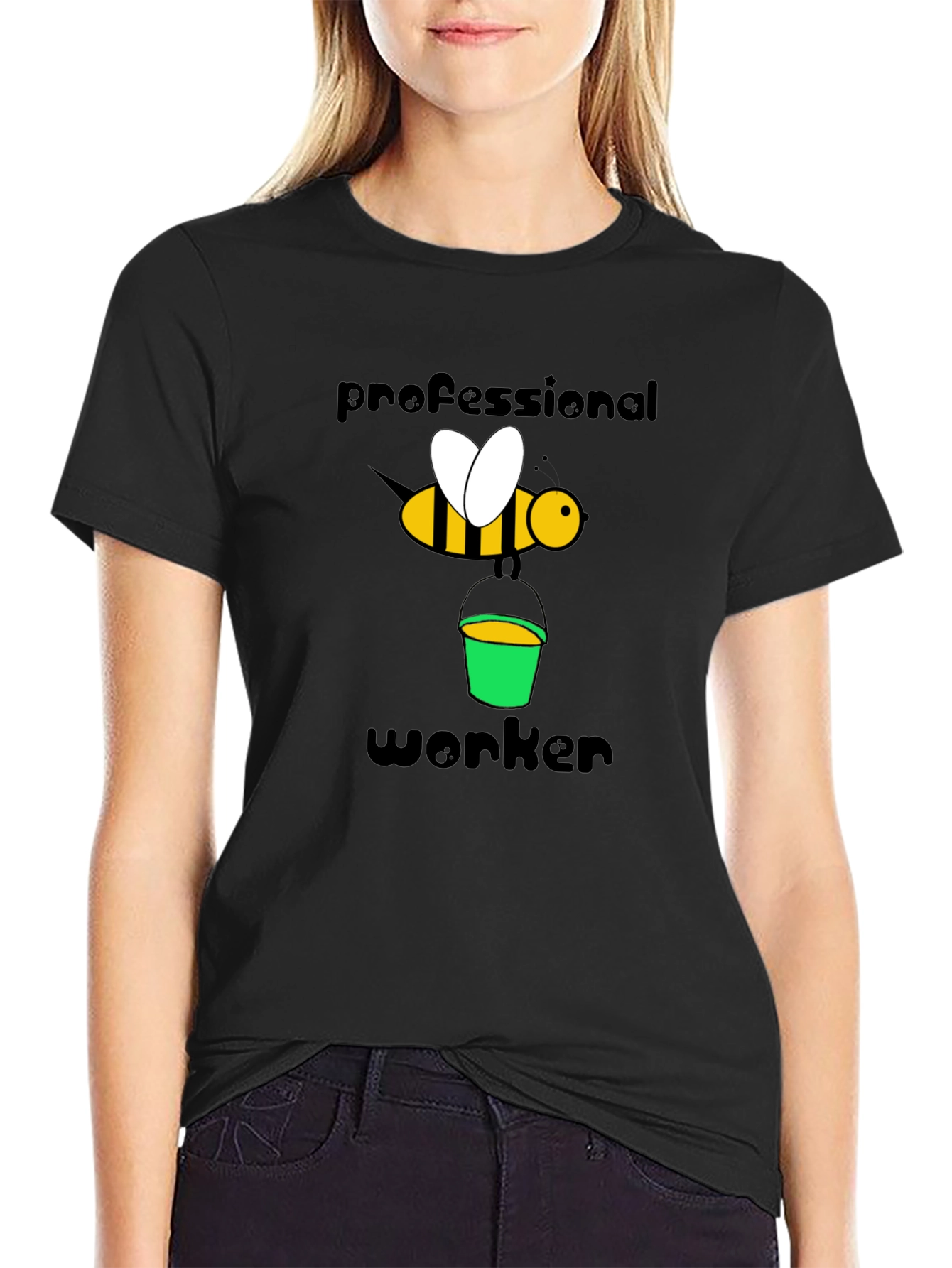 Camiseta Negra Abeja Profesional Trabajador