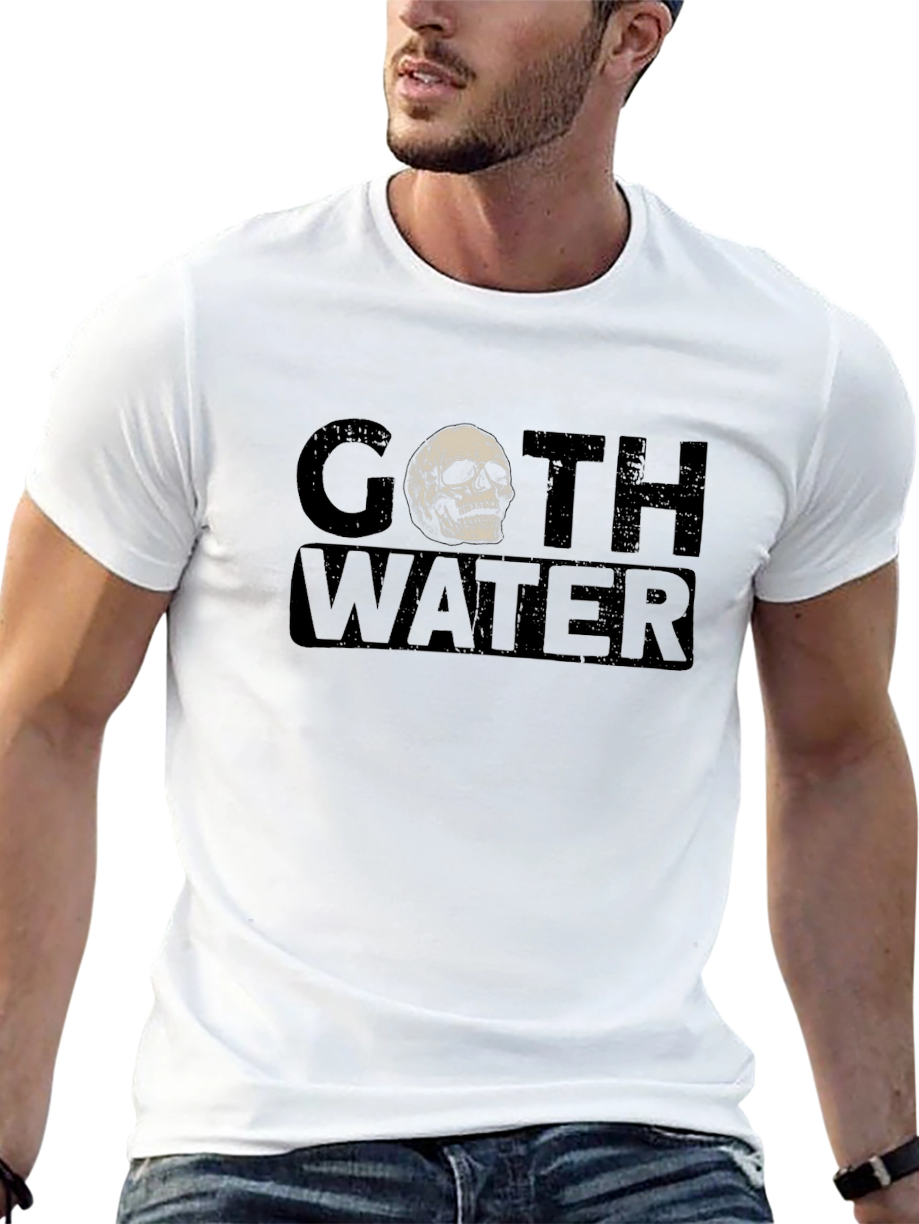 Camiseta Negra Goth Water con Calavera