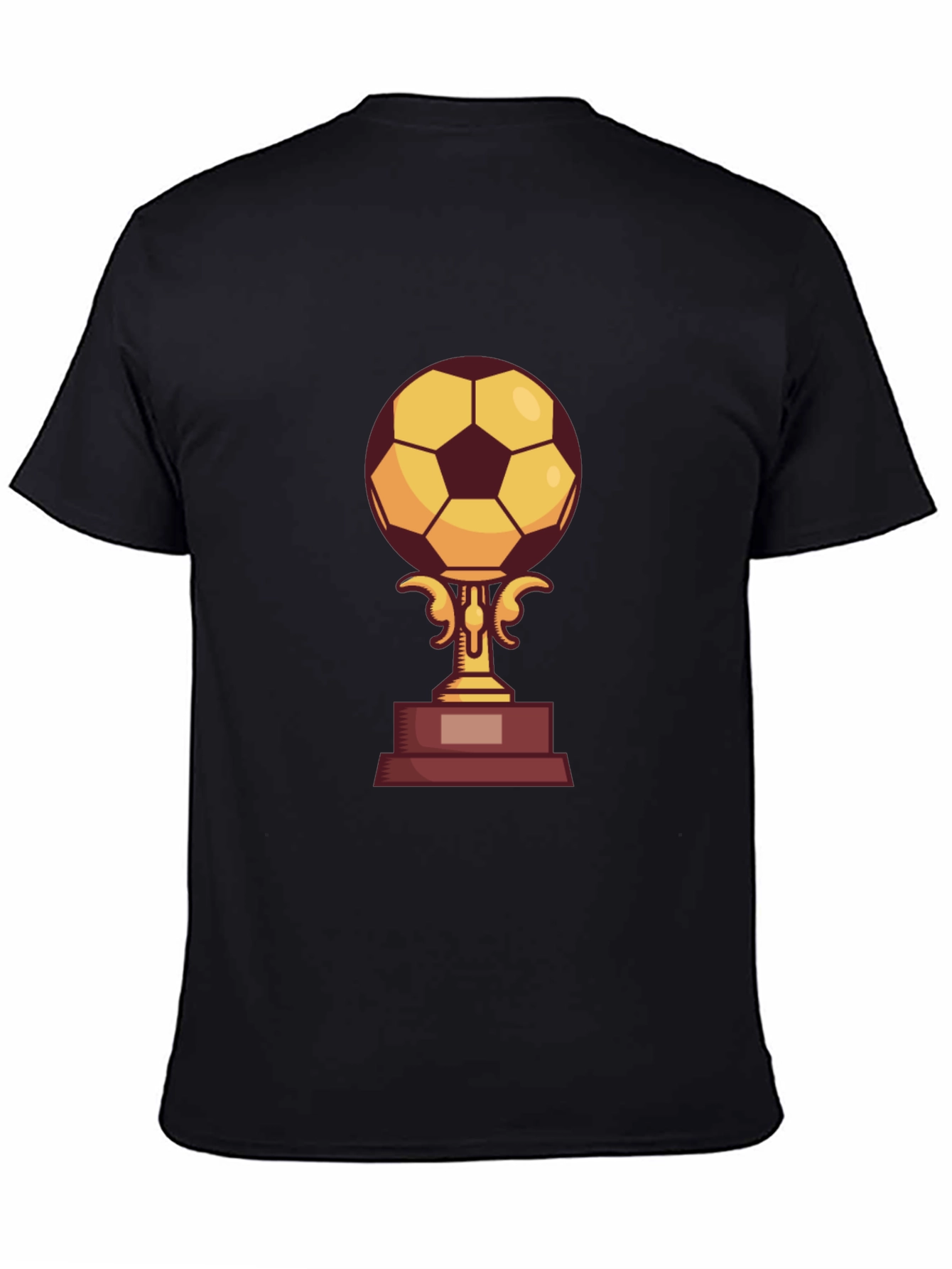 Camiseta Negra con Diseño de Trofeo de Fútbol