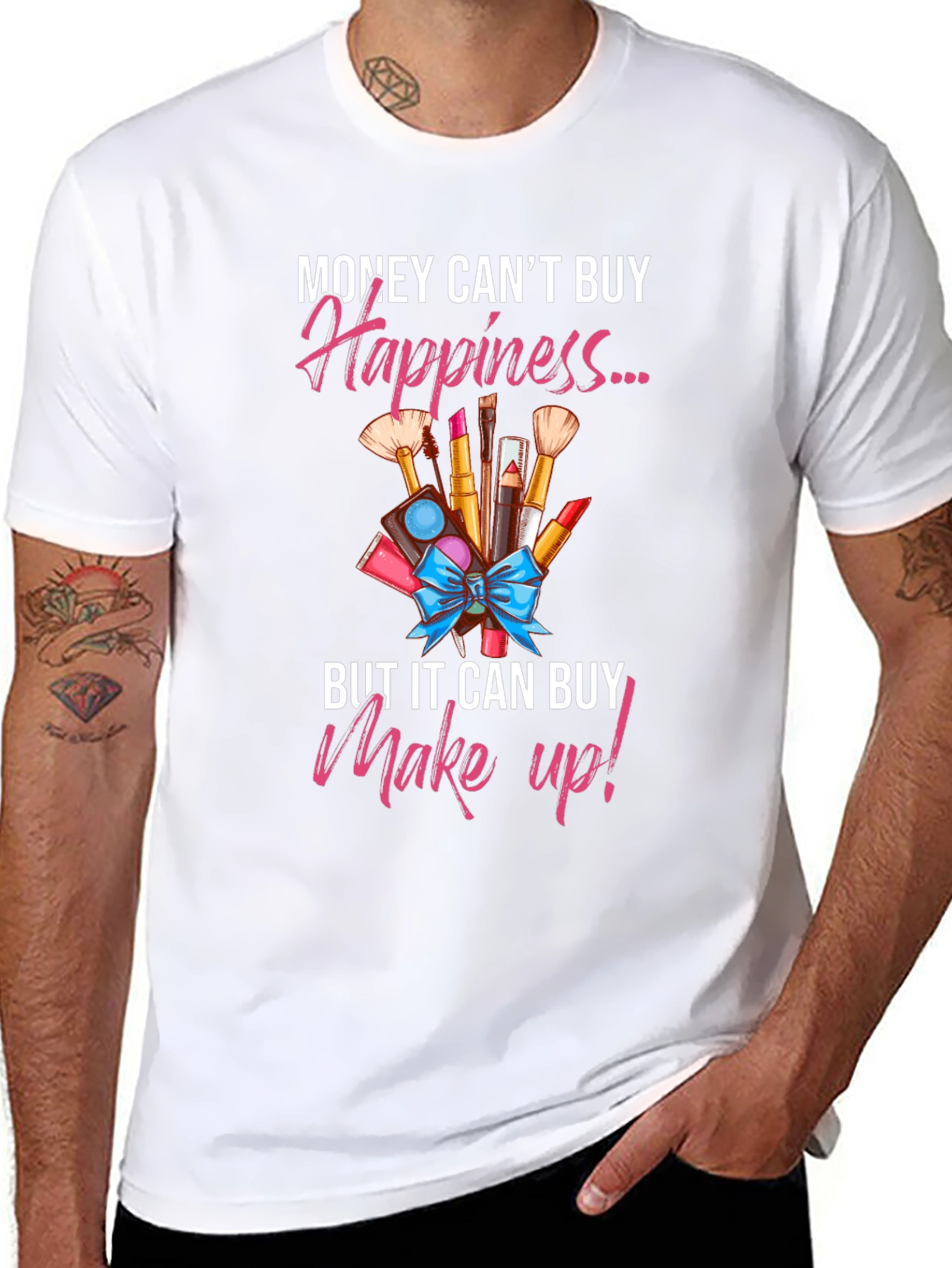 Camiseta Negra con Diseño de Maquillaje