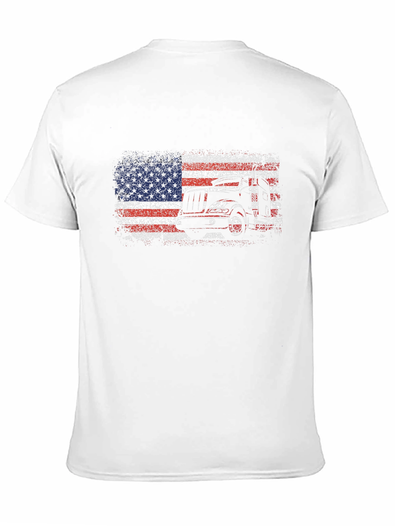 Camiseta Negra Hombre Diseño Camión Bandera USA