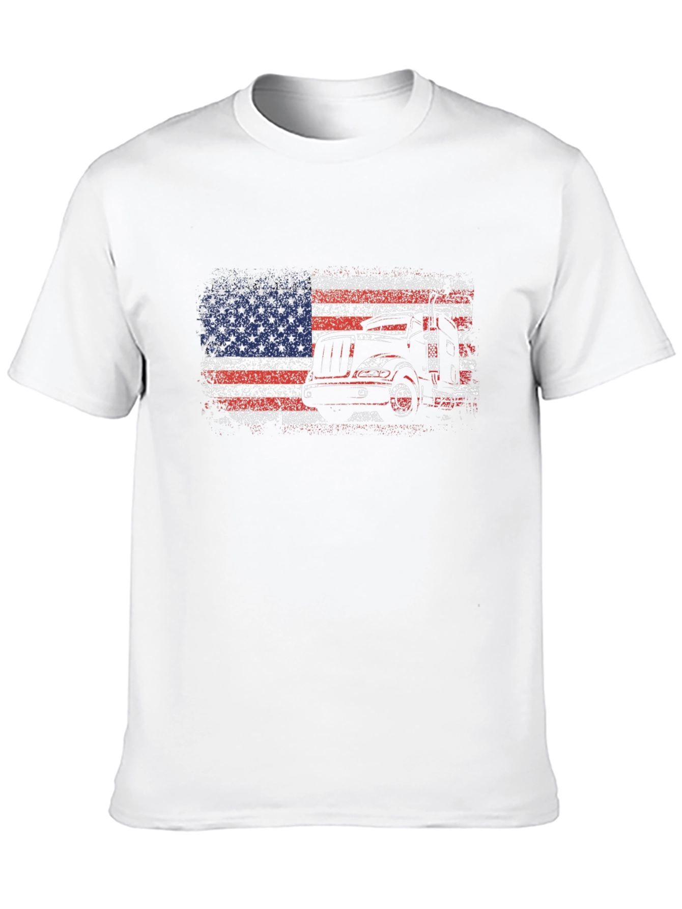 Camiseta Negra Hombre Diseño Camión Bandera USA
