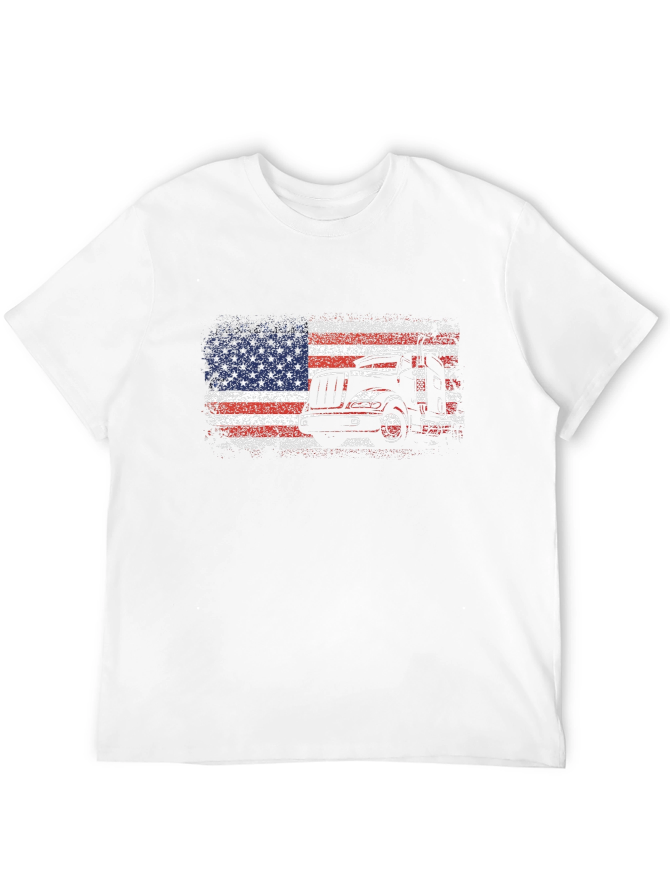 Camiseta Negra Hombre Diseño Camión Bandera USA