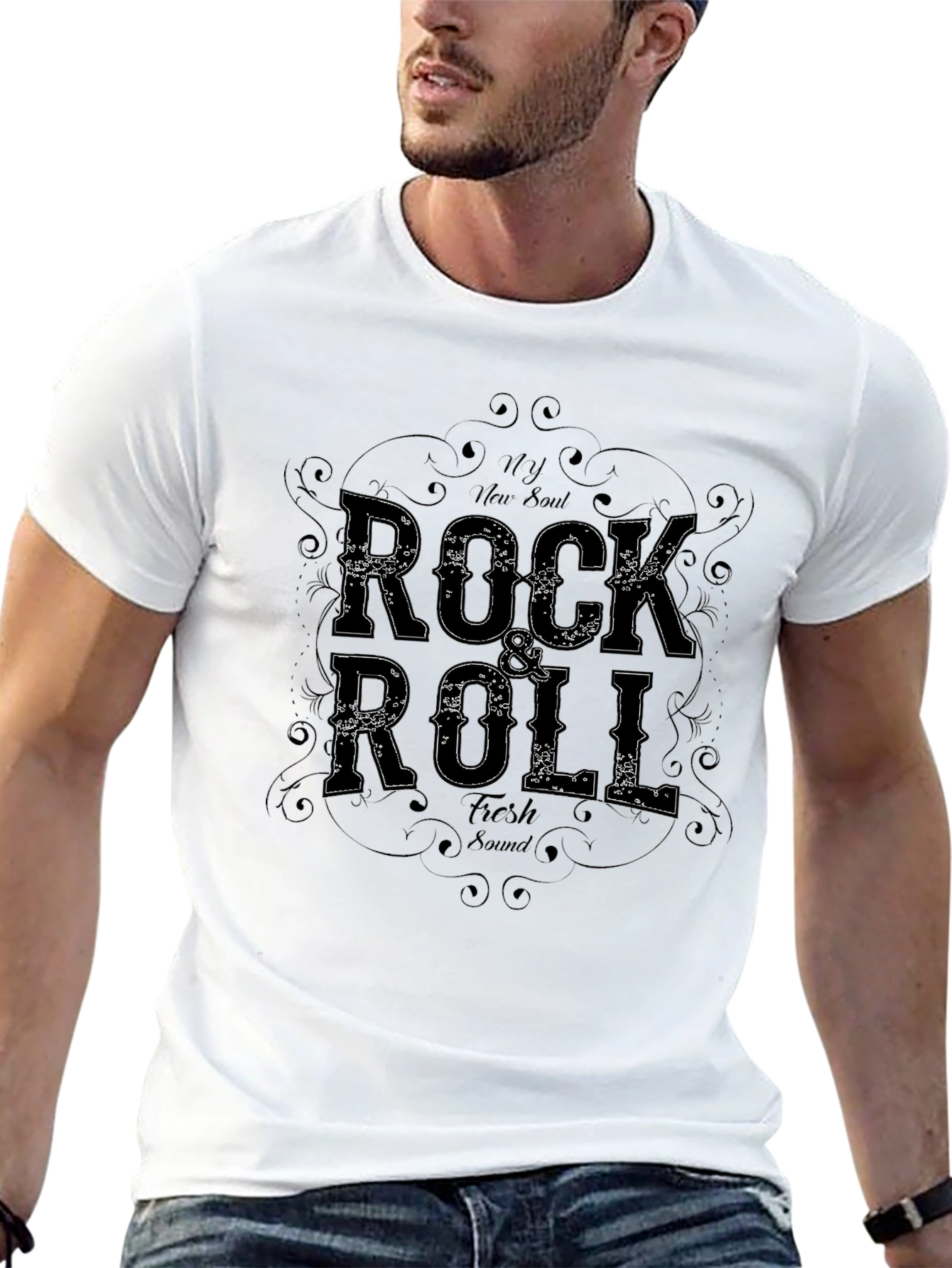 Camiseta Negra Rock & Roll New Soul