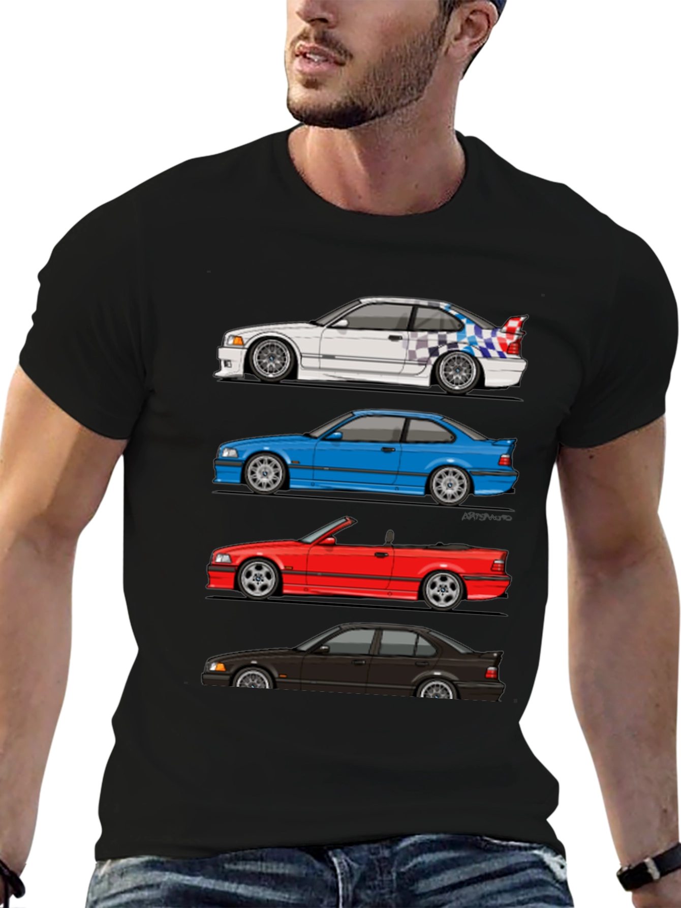 Camiseta Negra E36: Estilos de Coche Clásico BMW