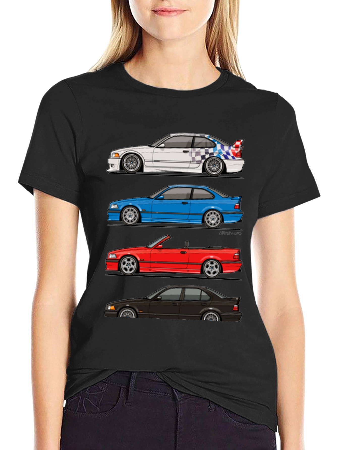 Camiseta Negra E36: Estilos de Coche Clásico BMW