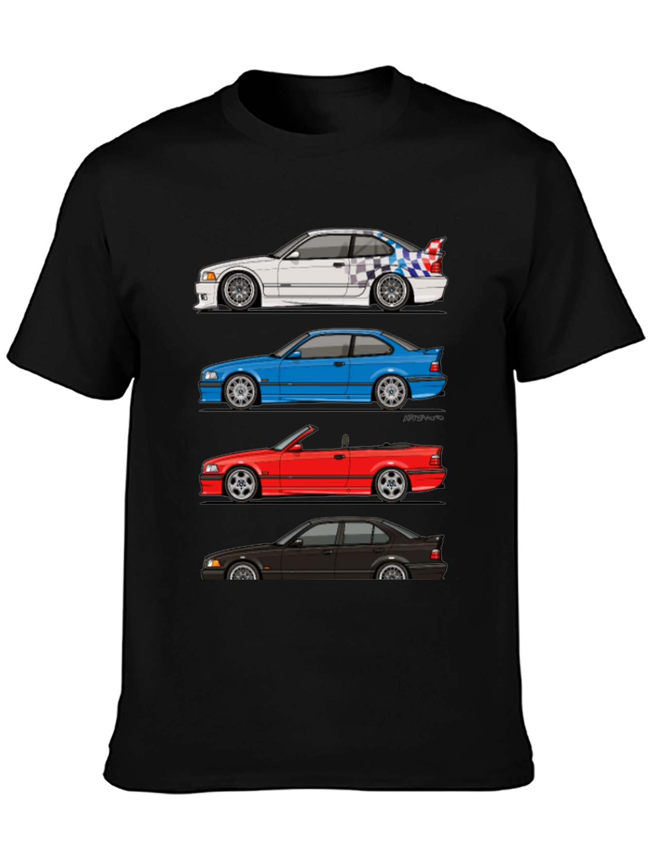 Camiseta Negra E36: Estilos de Coche Clásico BMW