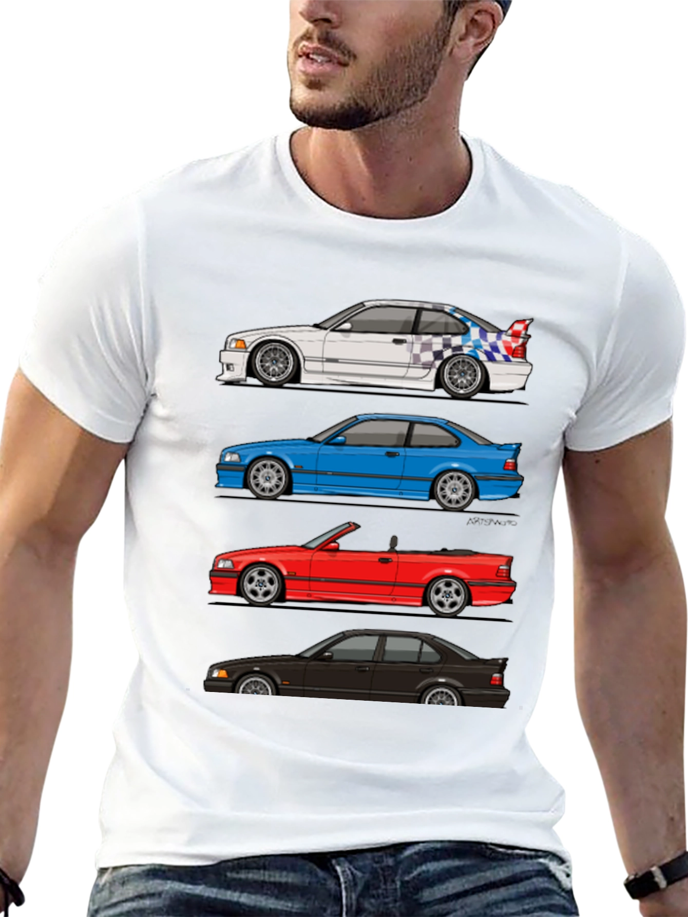 Camiseta Negra E36: Estilos de Coche Clásico BMW