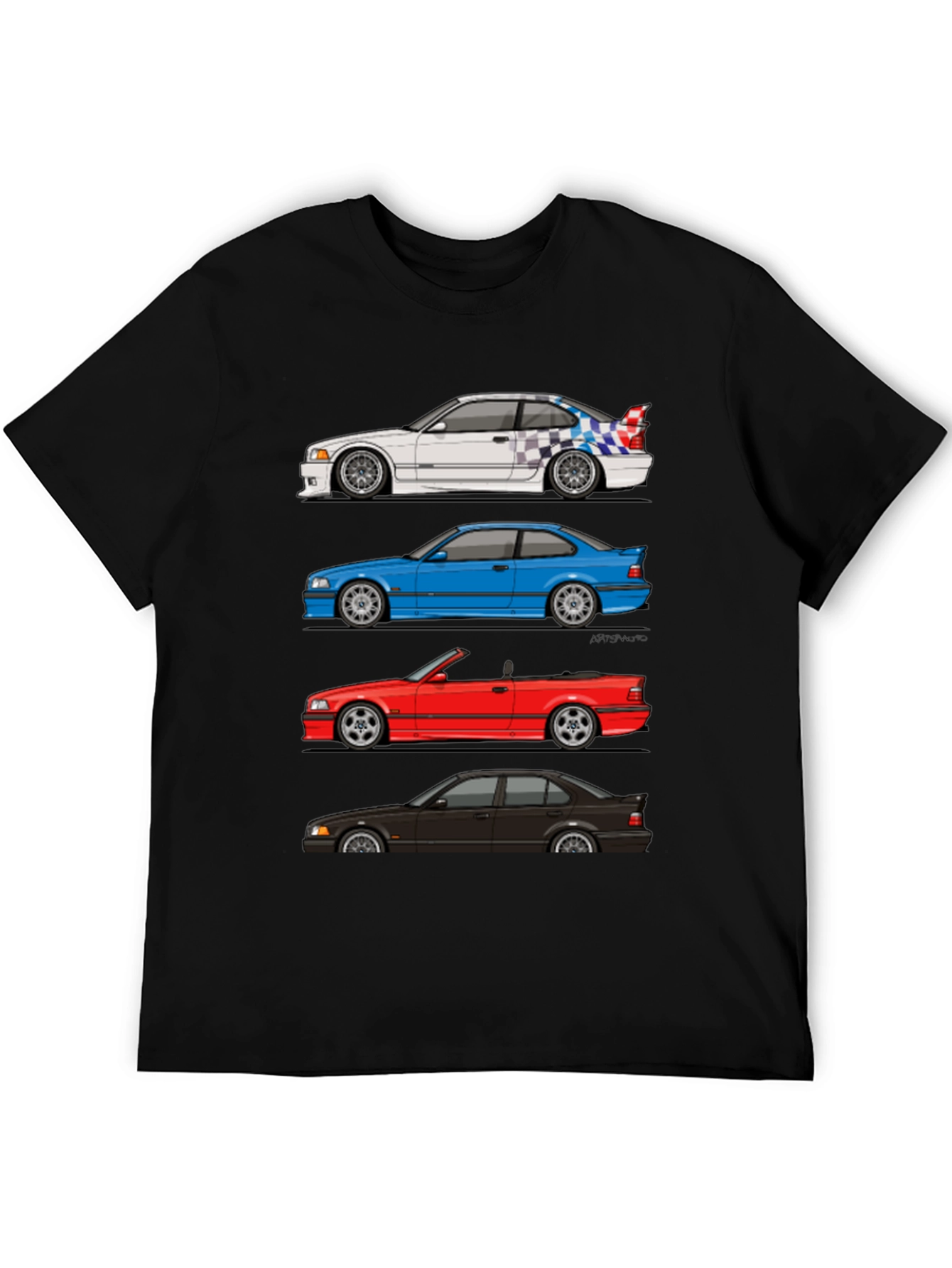 Camiseta Negra E36: Estilos de Coche Clásico BMW