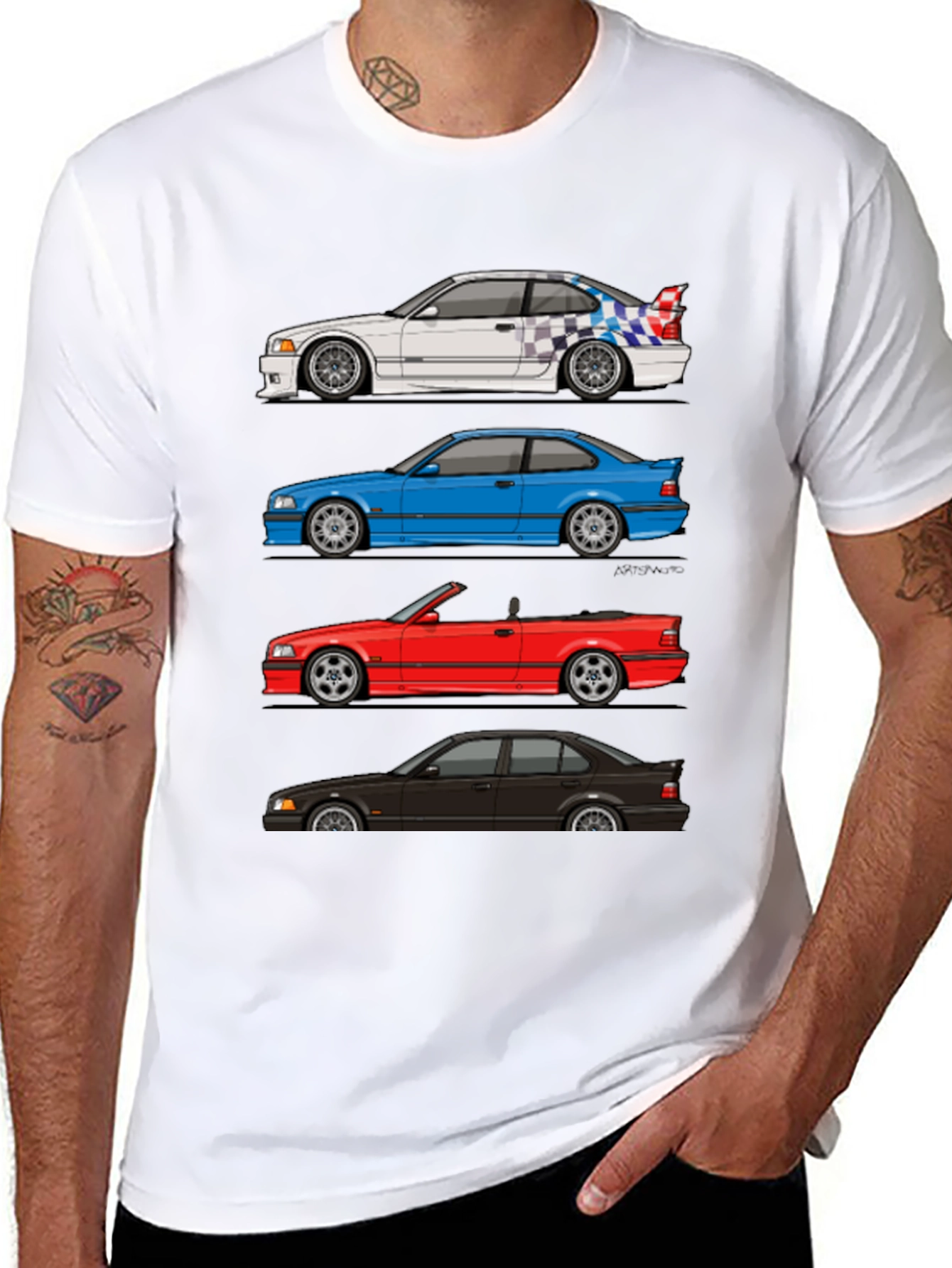 Camiseta Negra E36: Estilos de Coche Clásico BMW