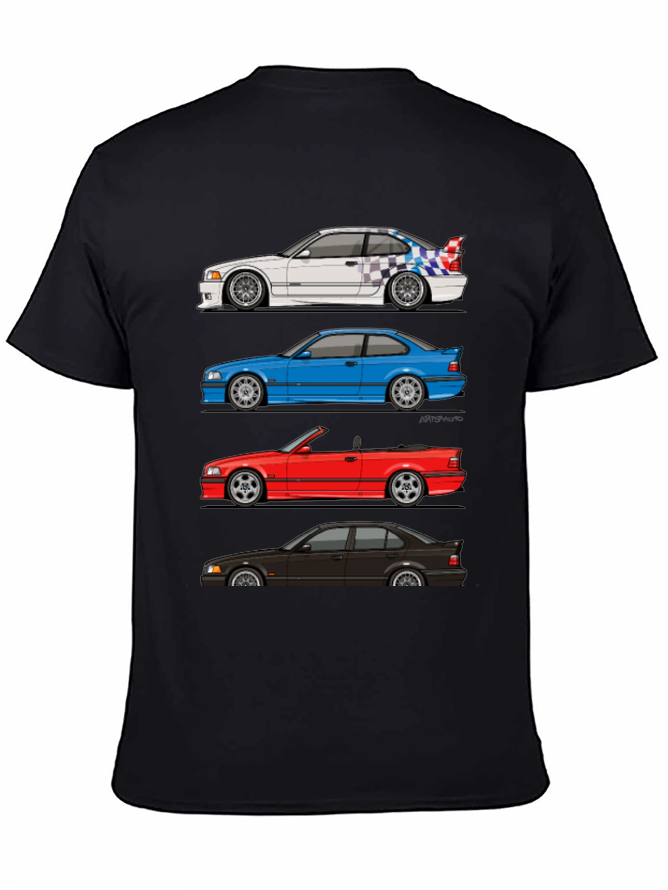 Camiseta Negra E36: Estilos de Coche Clásico BMW