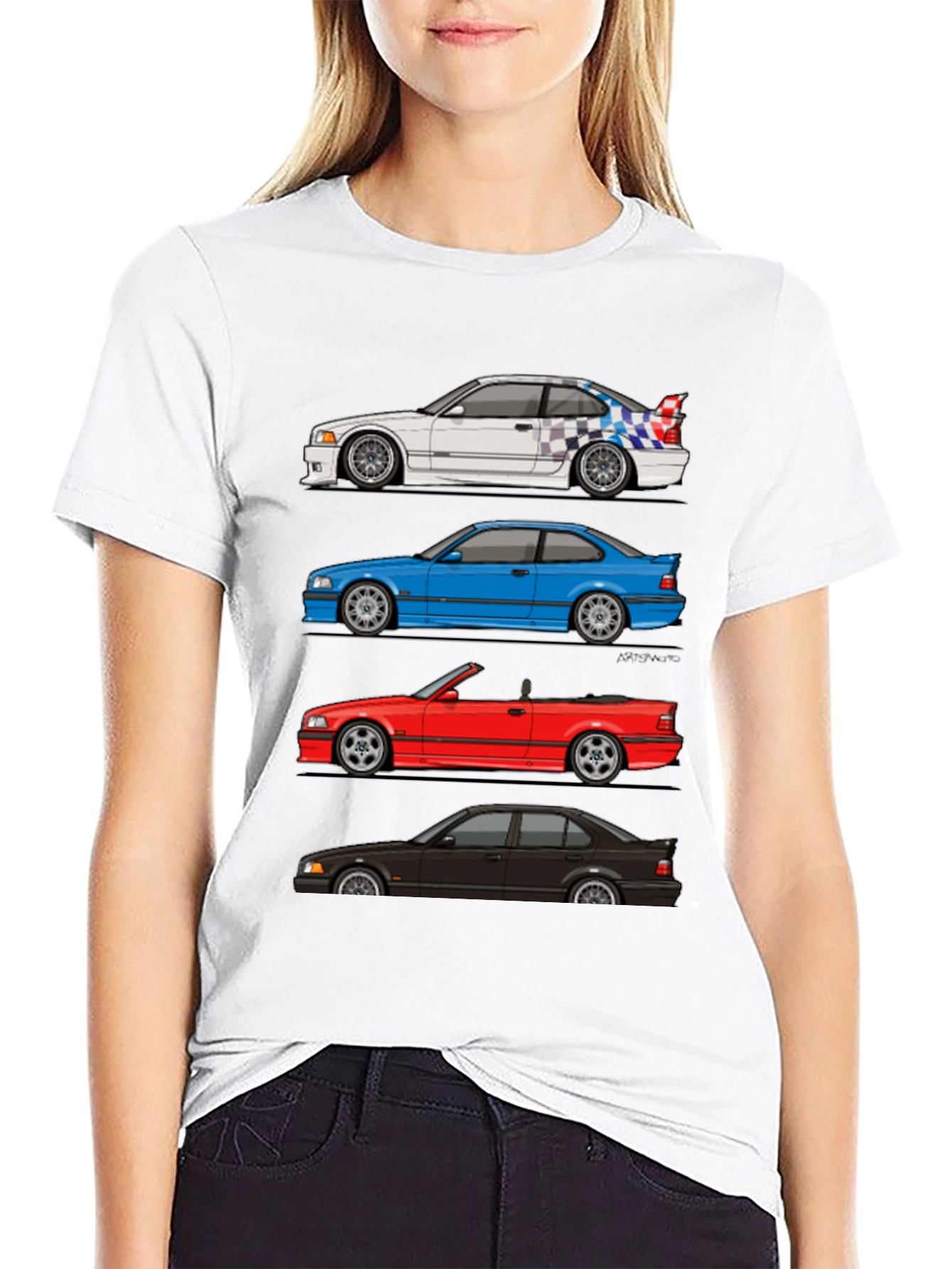 Camiseta Negra E36: Estilos de Coche Clásico BMW