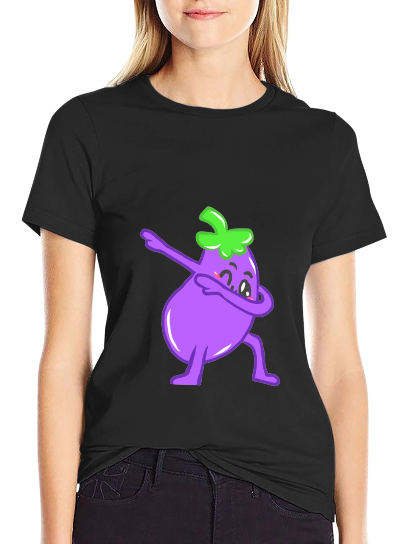 Camiseta Negra con Berenjena Dab