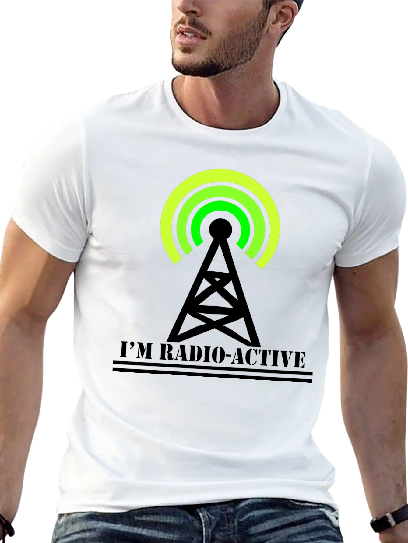 Camiseta Negra con Diseño de Antena Radio-Active