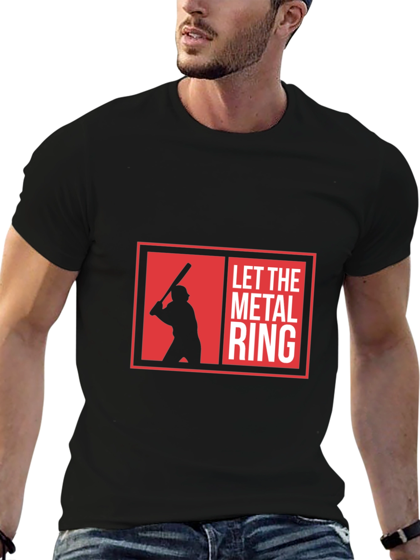 Camiseta Negra Let The Metal Ring Béisbol