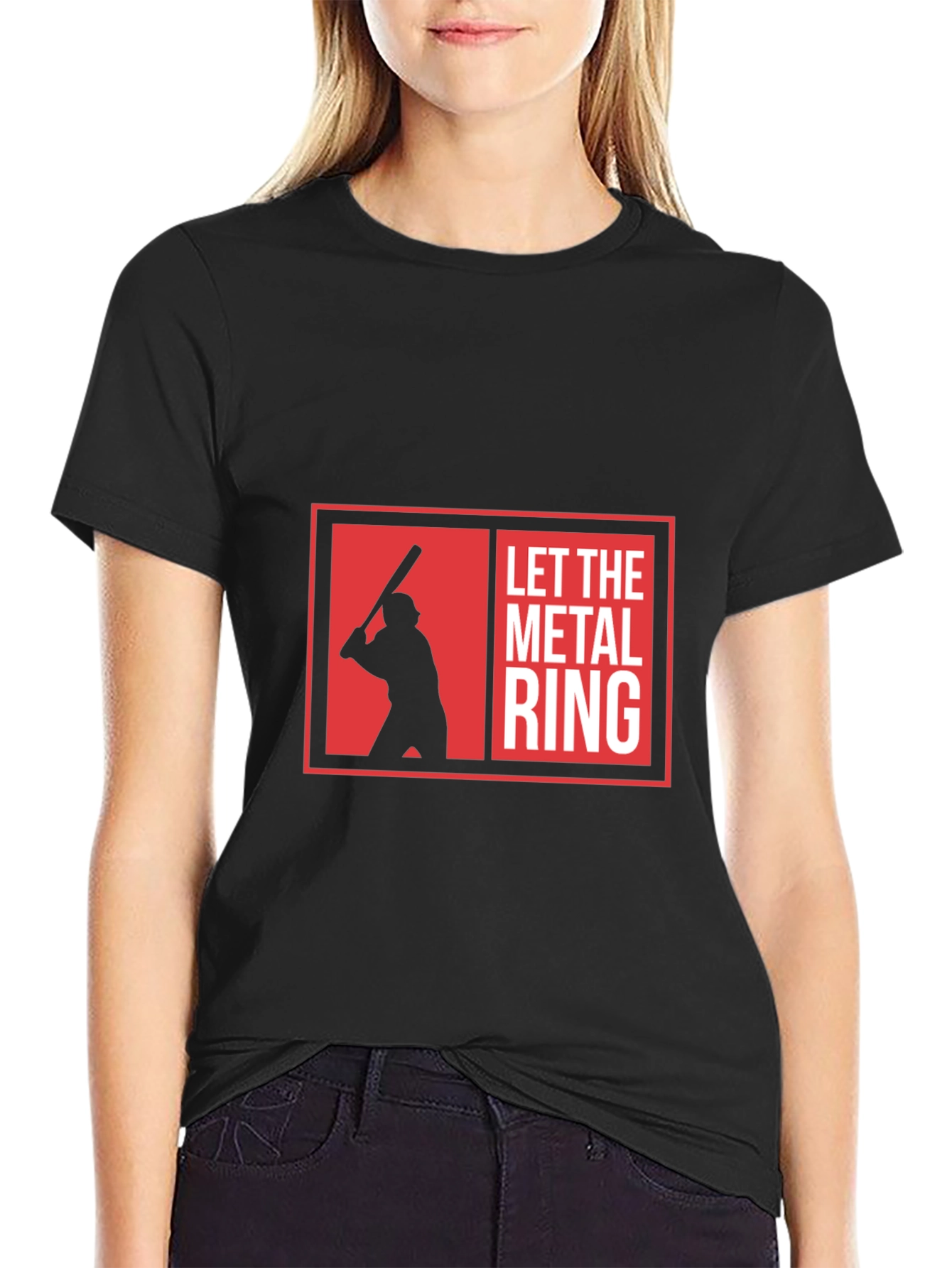 Camiseta Negra Let The Metal Ring Béisbol