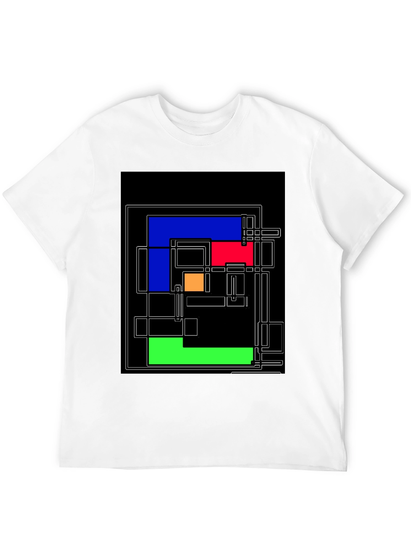 Camiseta Negra con Diseño Geométrico Abstracto