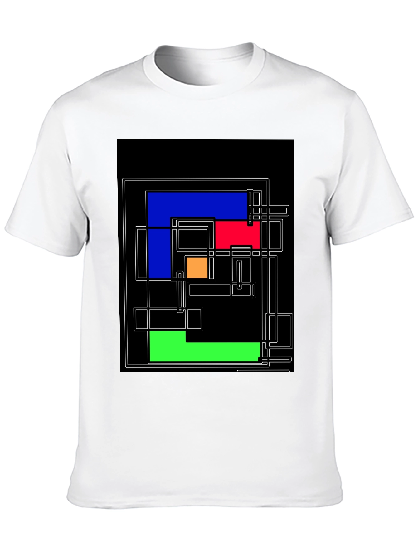 Camiseta Negra con Diseño Geométrico Abstracto