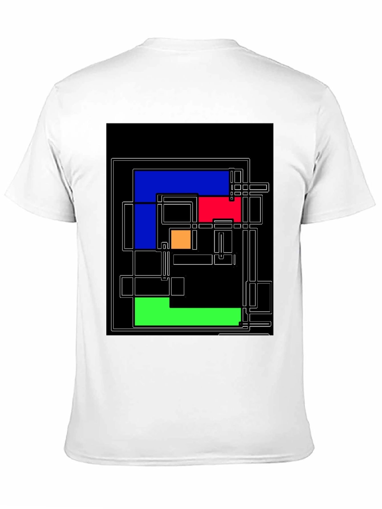 Camiseta Negra con Diseño Geométrico Abstracto