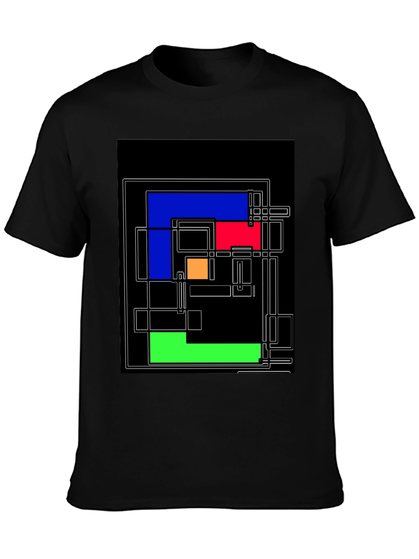 Camiseta Negra con Diseño Geométrico Abstracto