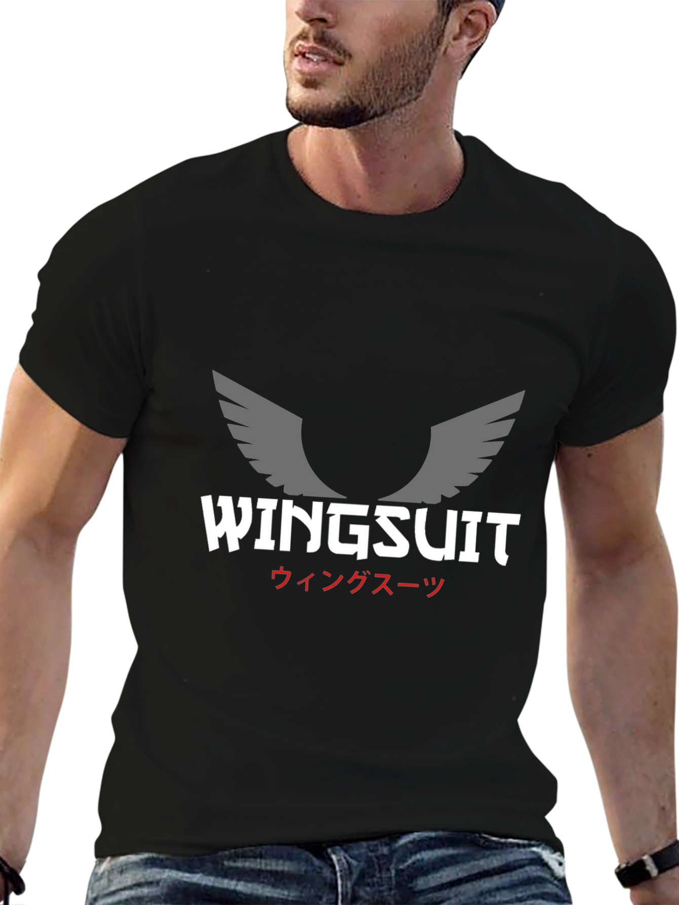 Camiseta Negra Wingsuit Hombre Diseño Exclusivo