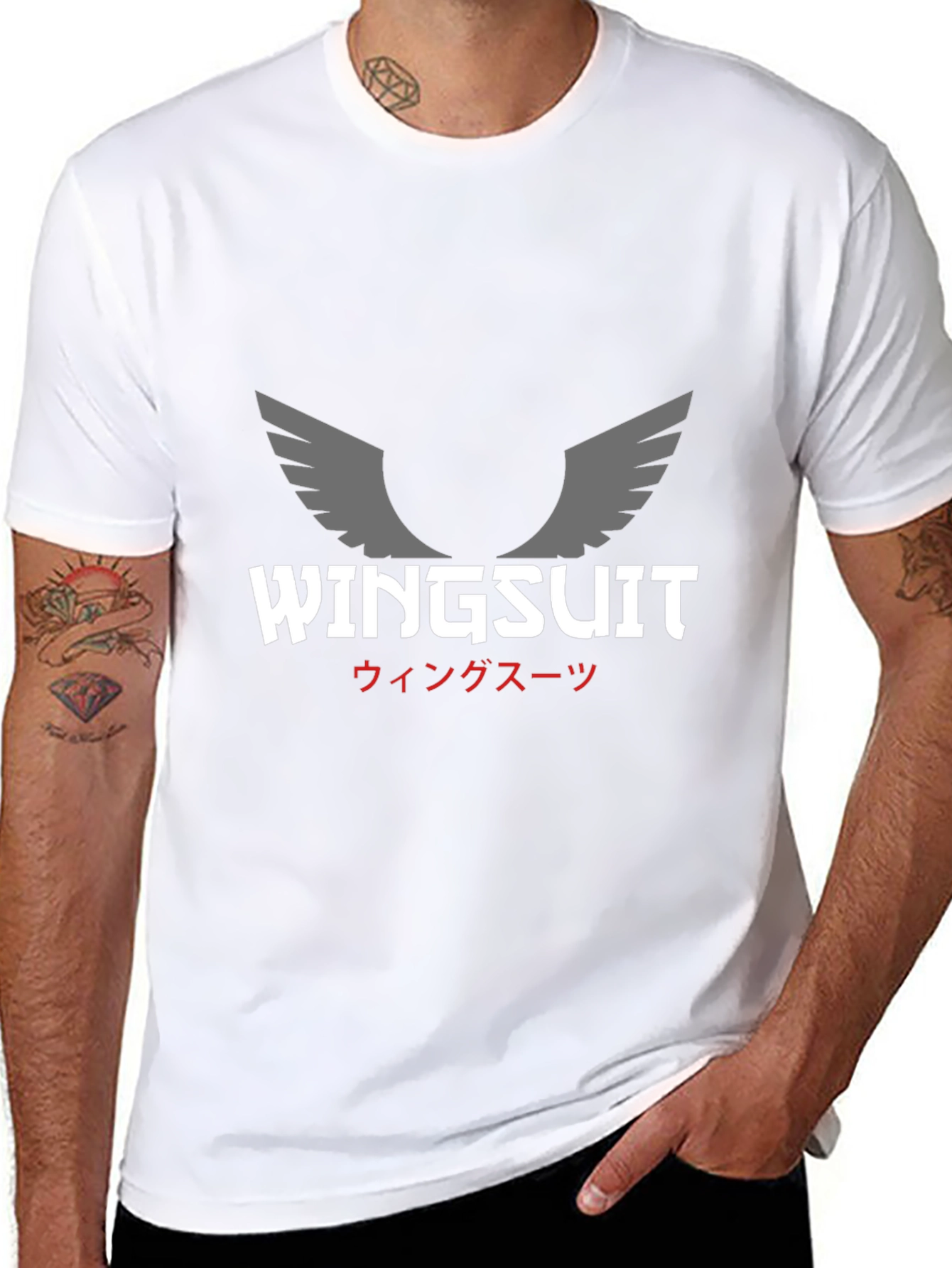 Camiseta Negra Wingsuit Hombre Diseño Exclusivo