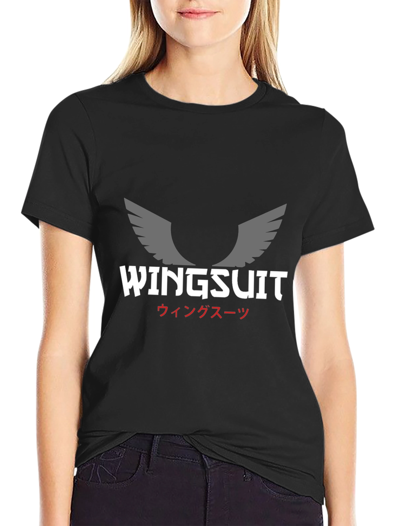 Camiseta Negra Wingsuit Hombre Diseño Exclusivo