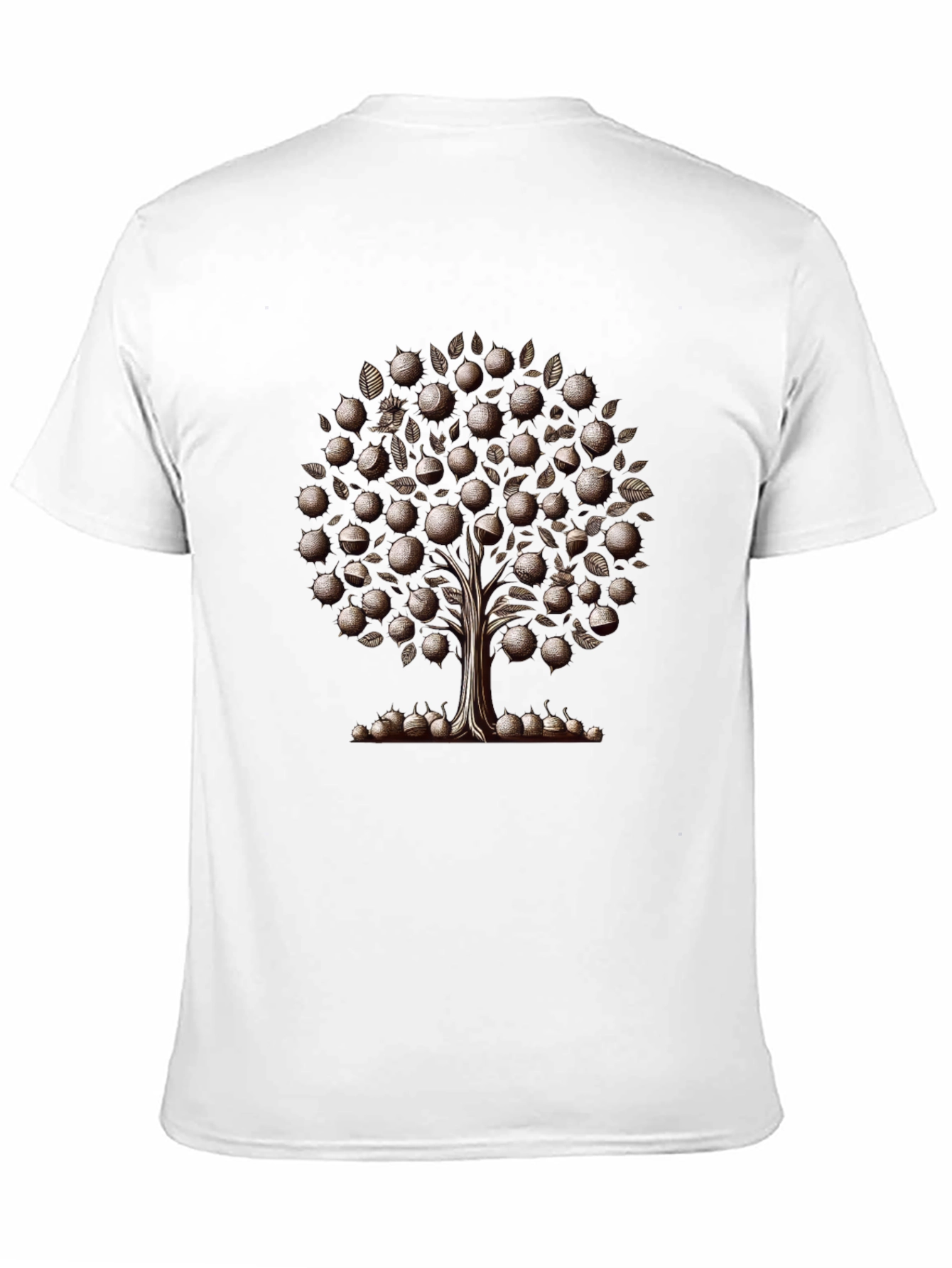 Camiseta Negra Árbol de Frutas Estilizado