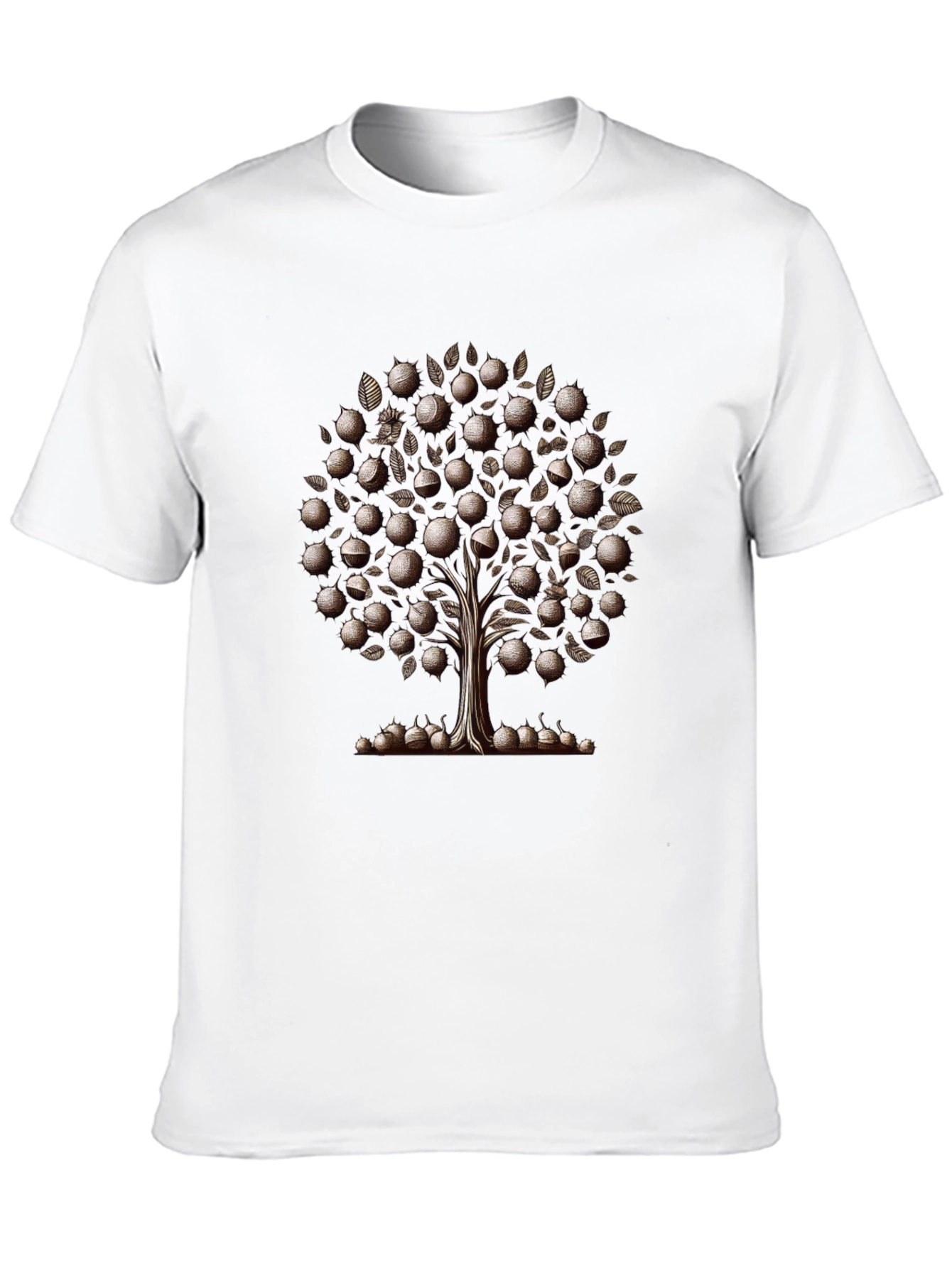 Camiseta Negra Árbol de Frutas Estilizado